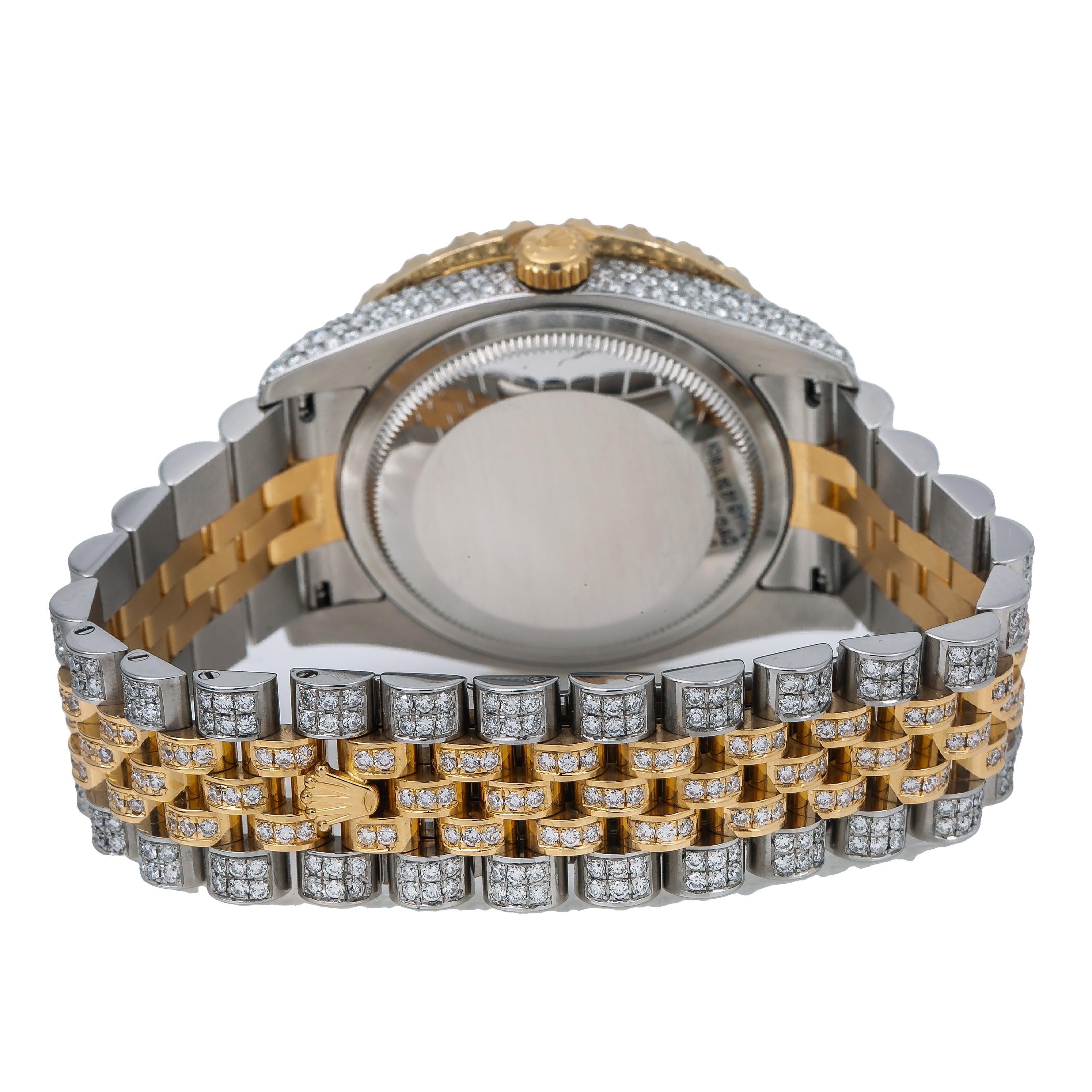 Rolex Datejust 36MM 116233 Diamond Paved Eastern Arabic Dial Diamond Bezel Two Tone Yellow Gold Full Diamond Jubilee Bracelet