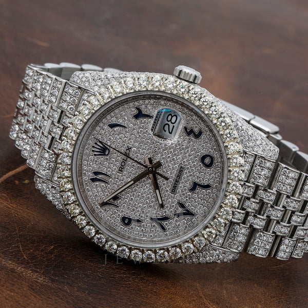 Rolex Datejust Diamond Watch, 126300 41mm, Silver Diamond Dial Flower ...