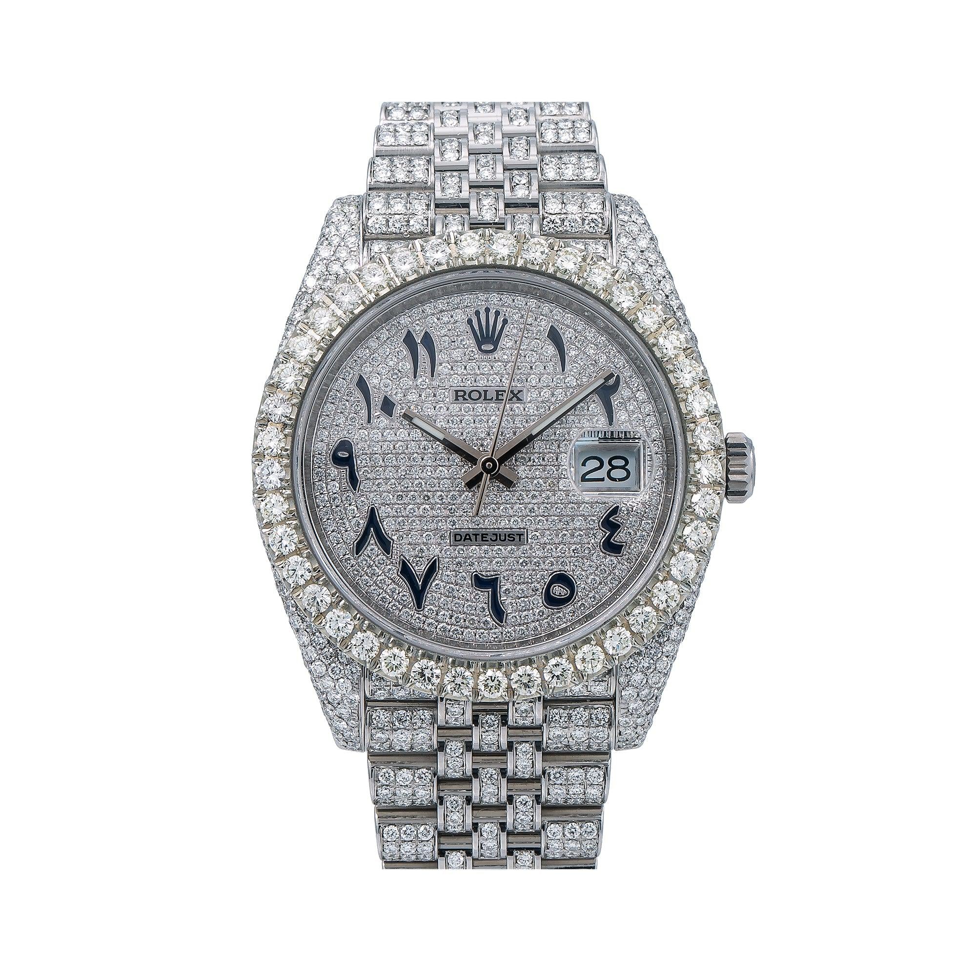 Rolex Datejust 41MM 126300 Diamond Paved Eastern Arabic Dial Diamond Bezel Full Diamond Oyster Bracelet