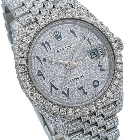 Rolex Datejust Diamond Watch, 126300 41mm, Silver Diamond Dial Flower Setting 18 Carat Diamonds Jubilee Bracelet