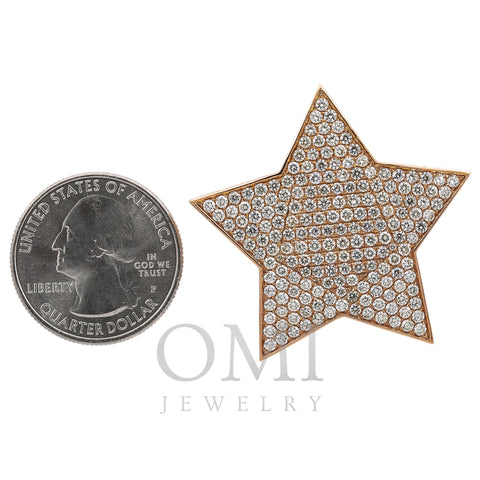 Unisex 14K Rose Gold Star Pendant with 3.83 CT Diamonds