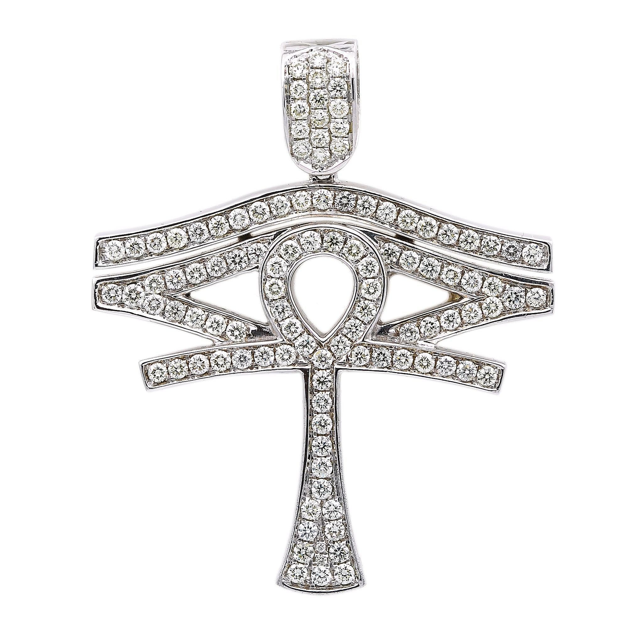 Unisex 14K White Gold Pendant with 2.70 CT Diamonds