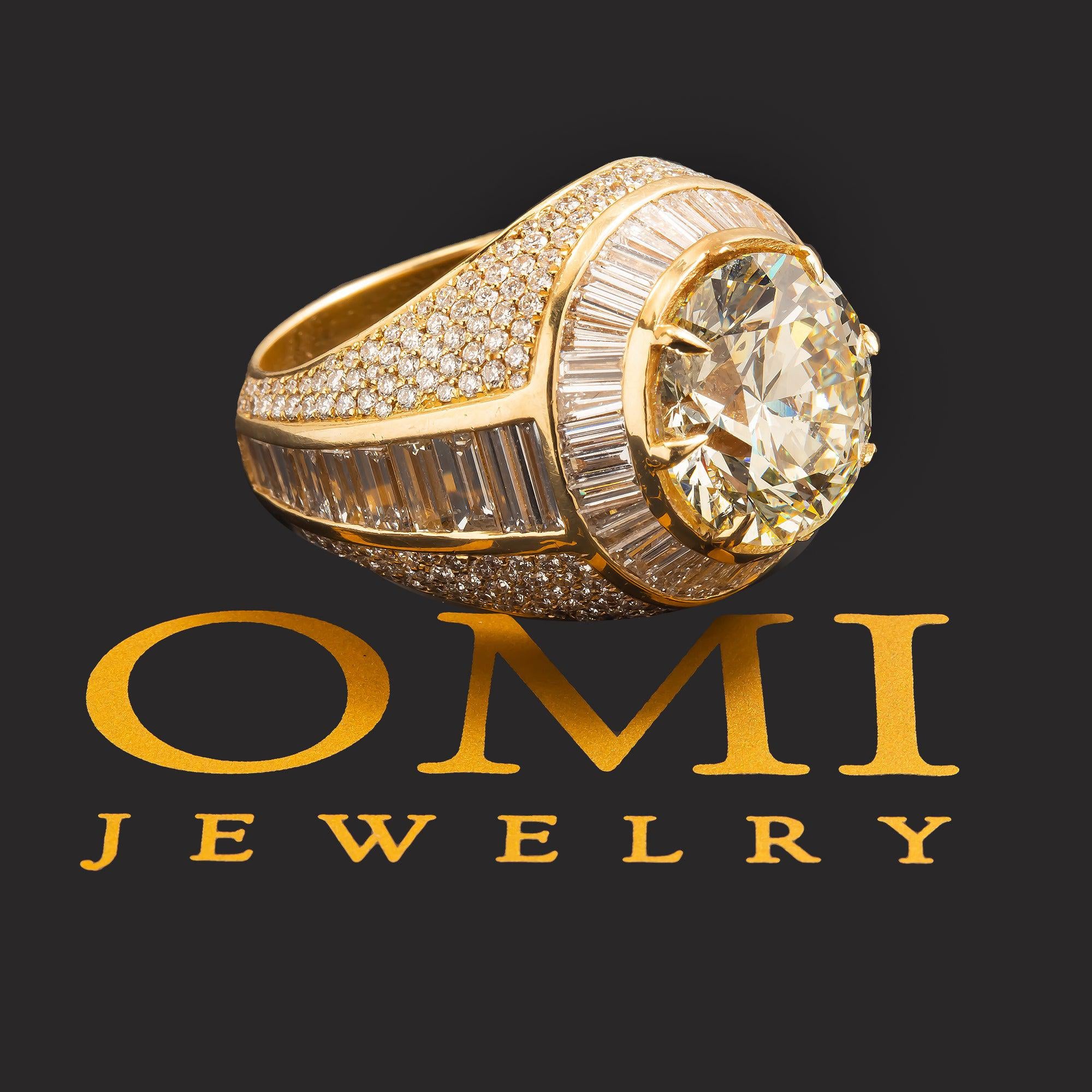 14K GOLD BAGUETTE ROUND CLUSTER DIAMOND RING 9.50 CT