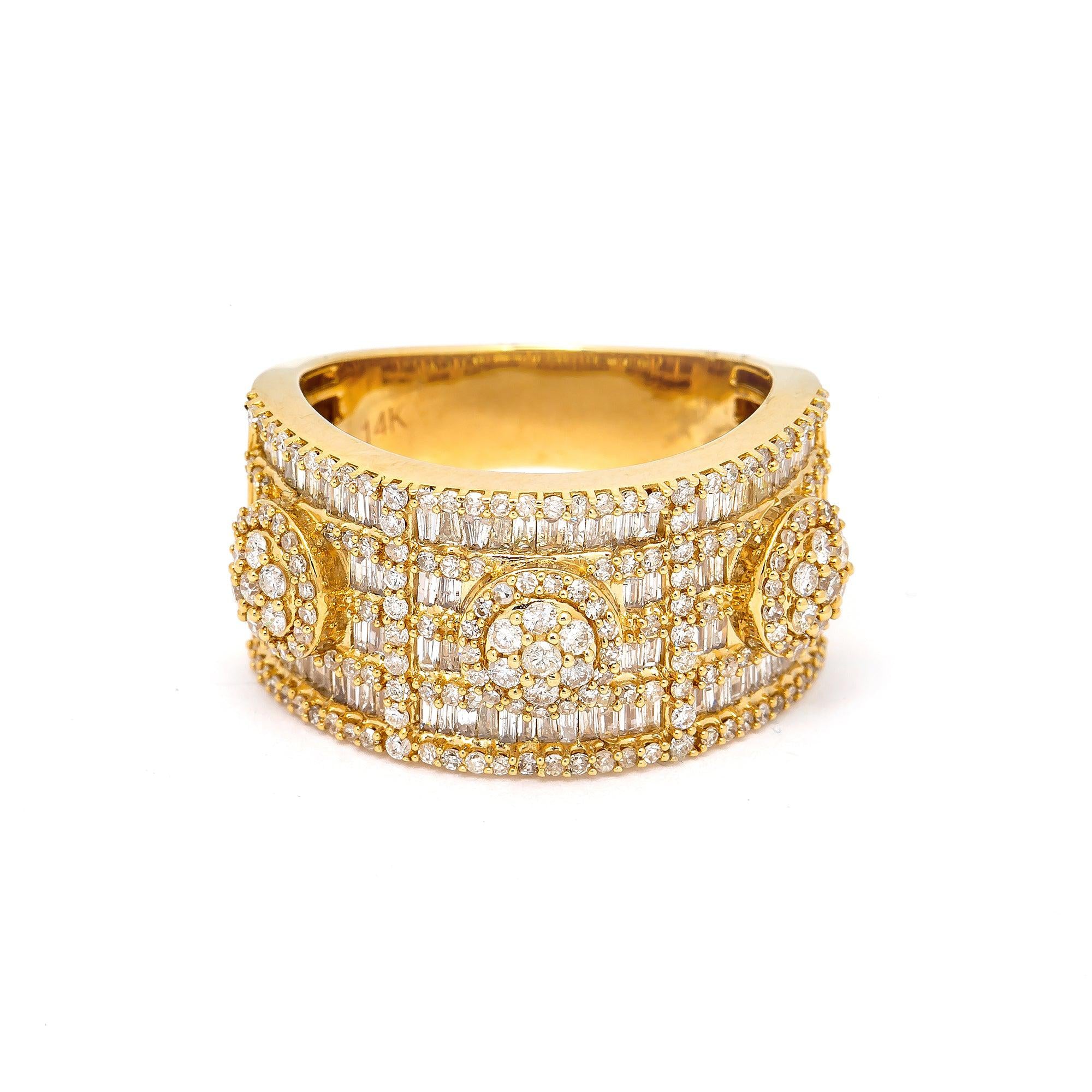 14K YELLOW GOLD MEN'S RING WITH 1.89 CT DIAMONDS