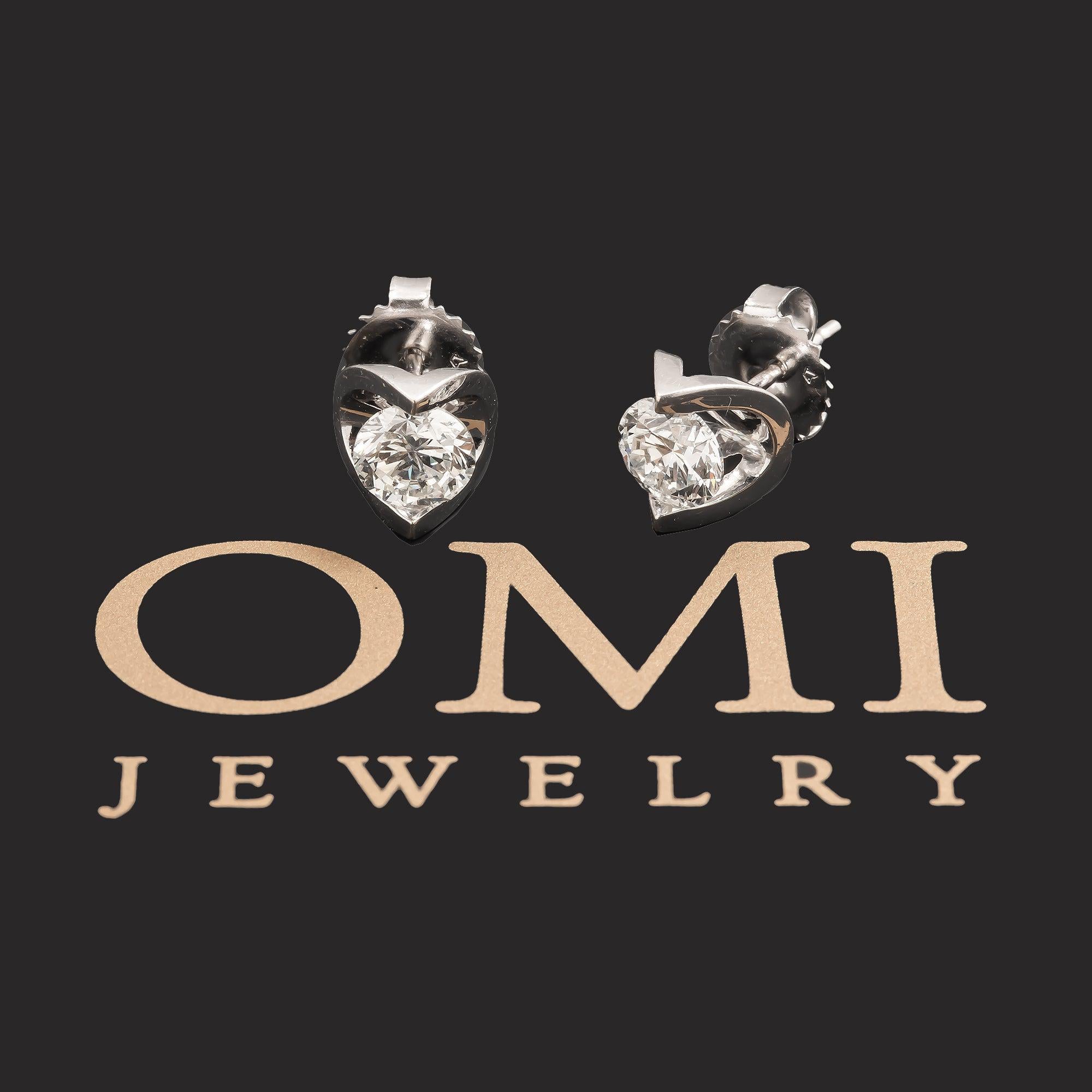 14K GOLD ROUND DIAMOND STUD EARRINGS 1.35 CTW