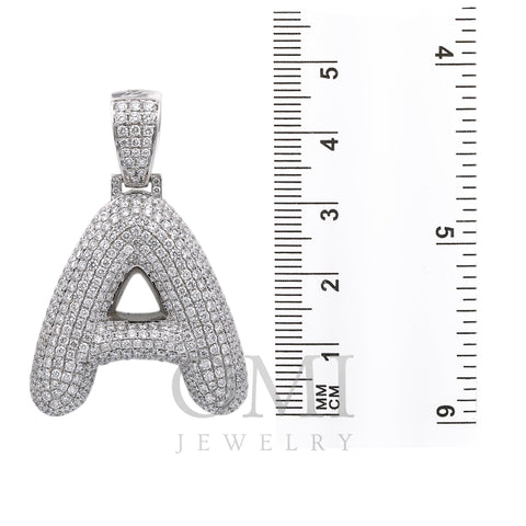 Unisex 14K White Gold Initial A Pendant with 6.99 CT Diamonds