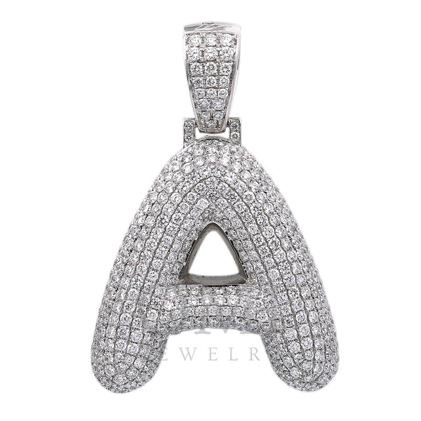Unisex 14K White Gold Initial A Pendant with 6.99 CT Diamonds