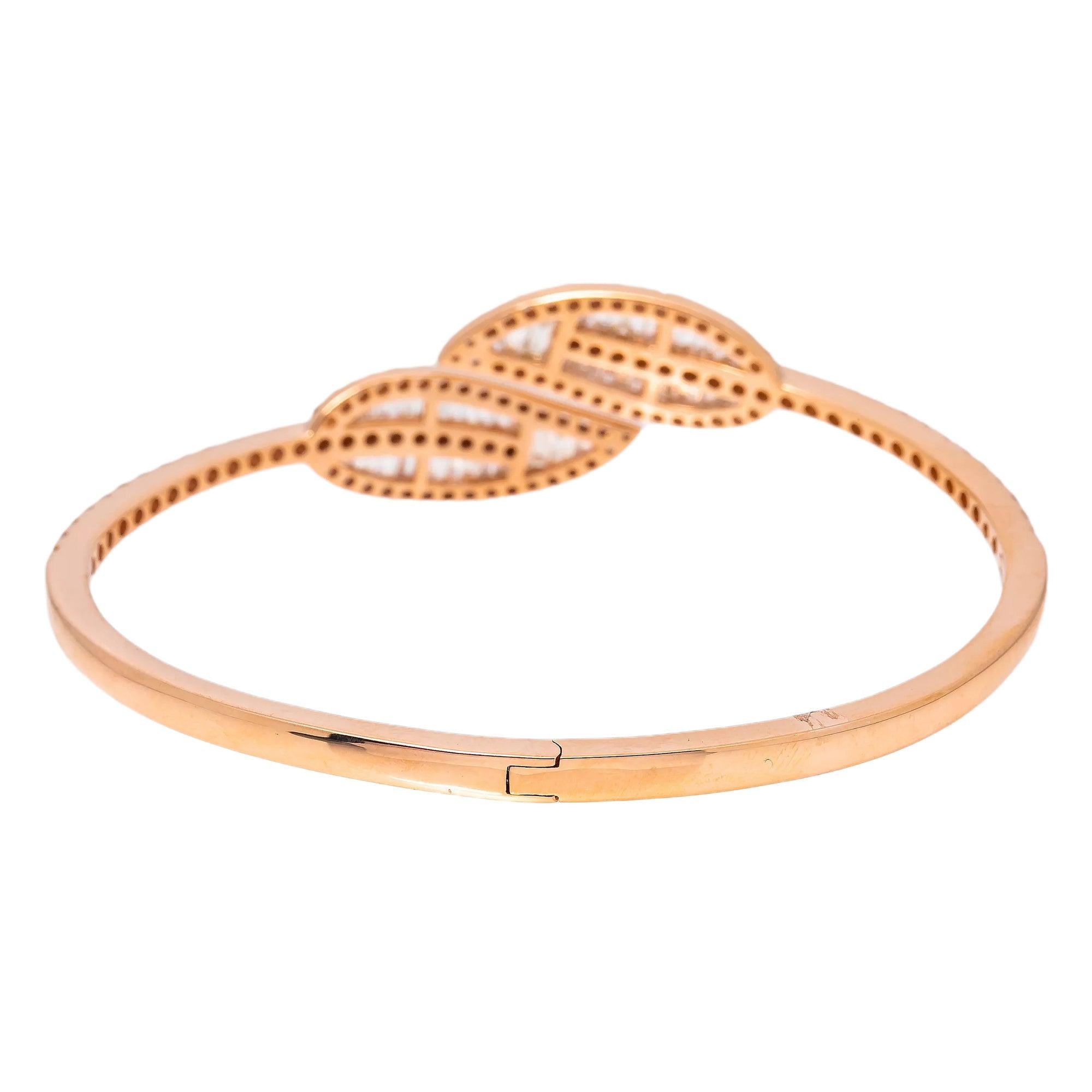 18K ROSE GOLD LADIES LEAF BRACELET WITH 3.79 CT DIAMONDS