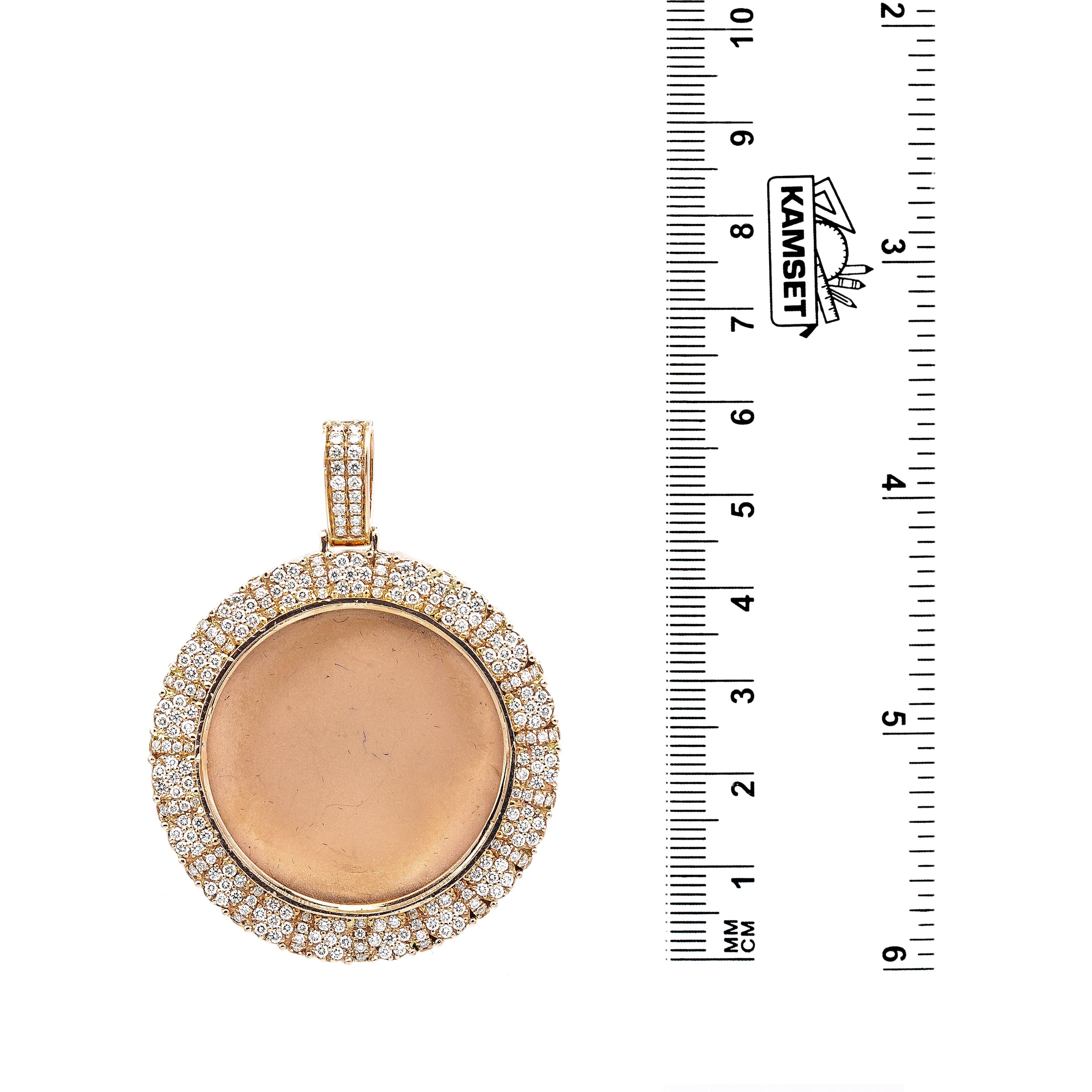 14K ROSE GOLD ROUND DIAMOND PICTURE PENDANT 2.40 CT