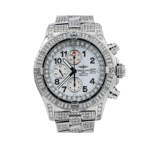 Breitling Super Avenger 48MM A13370 White Arabic Dial Diamond