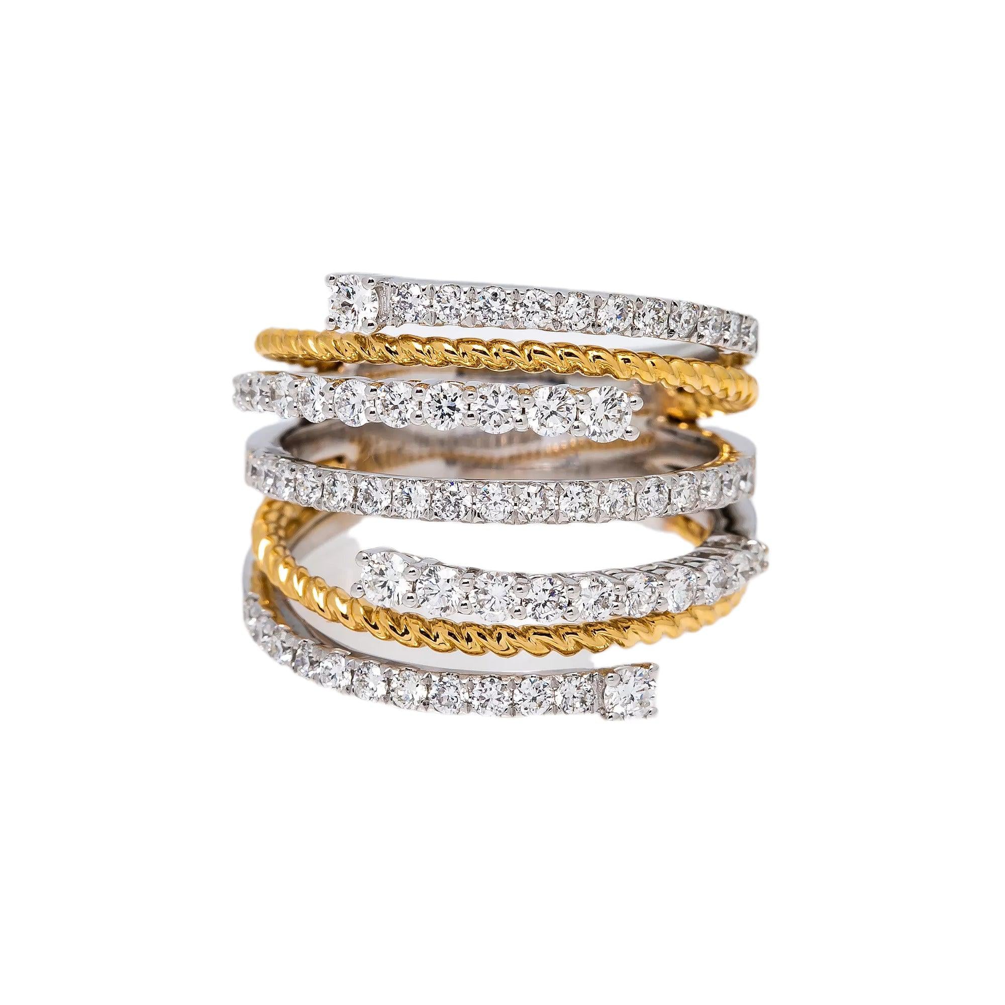 18K WHITE AND YELLOW GOLD LADIES RING WITH 2.20 CT DIAMONDS