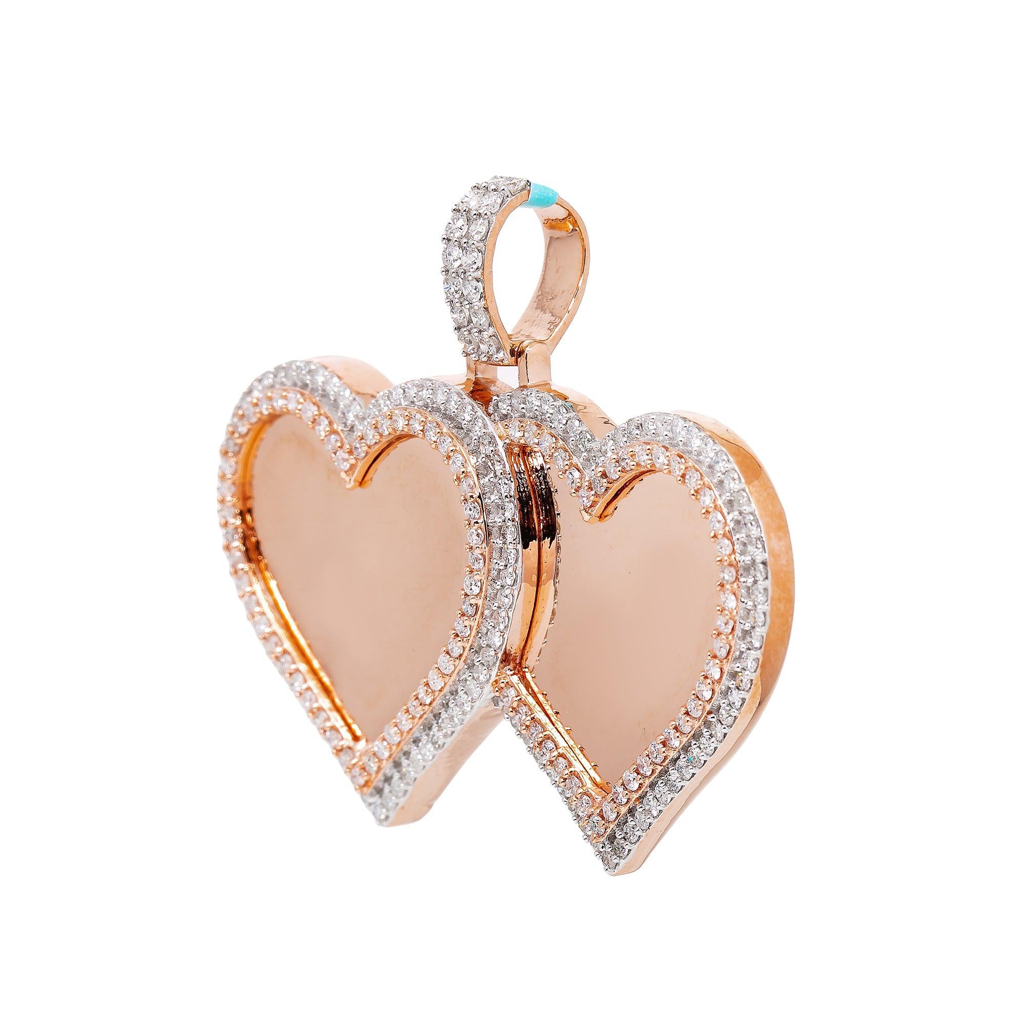 14K ROSE GOLD LADIES HEARTS PENDANT WITH 2.54 CT DIAMONDS