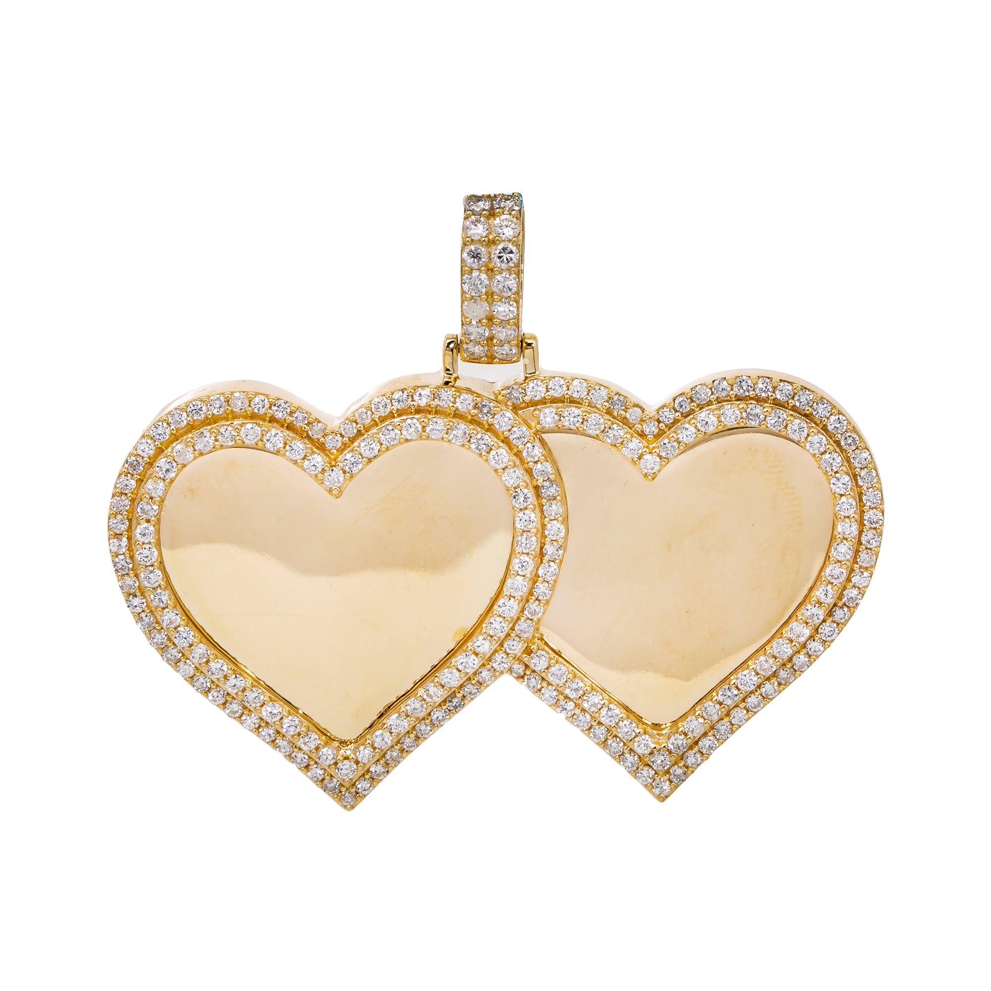 14K YELLOW GOLD LADIES HEARTS PENDANT WITH 2.52 CT DIAMONDS