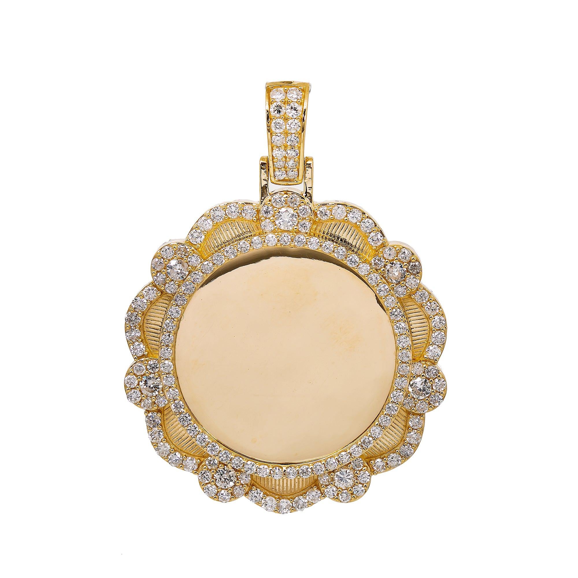 14K YELLOW GOLD LADIES ROUND PENDANT WITH 2.84 CT DIAMONDS