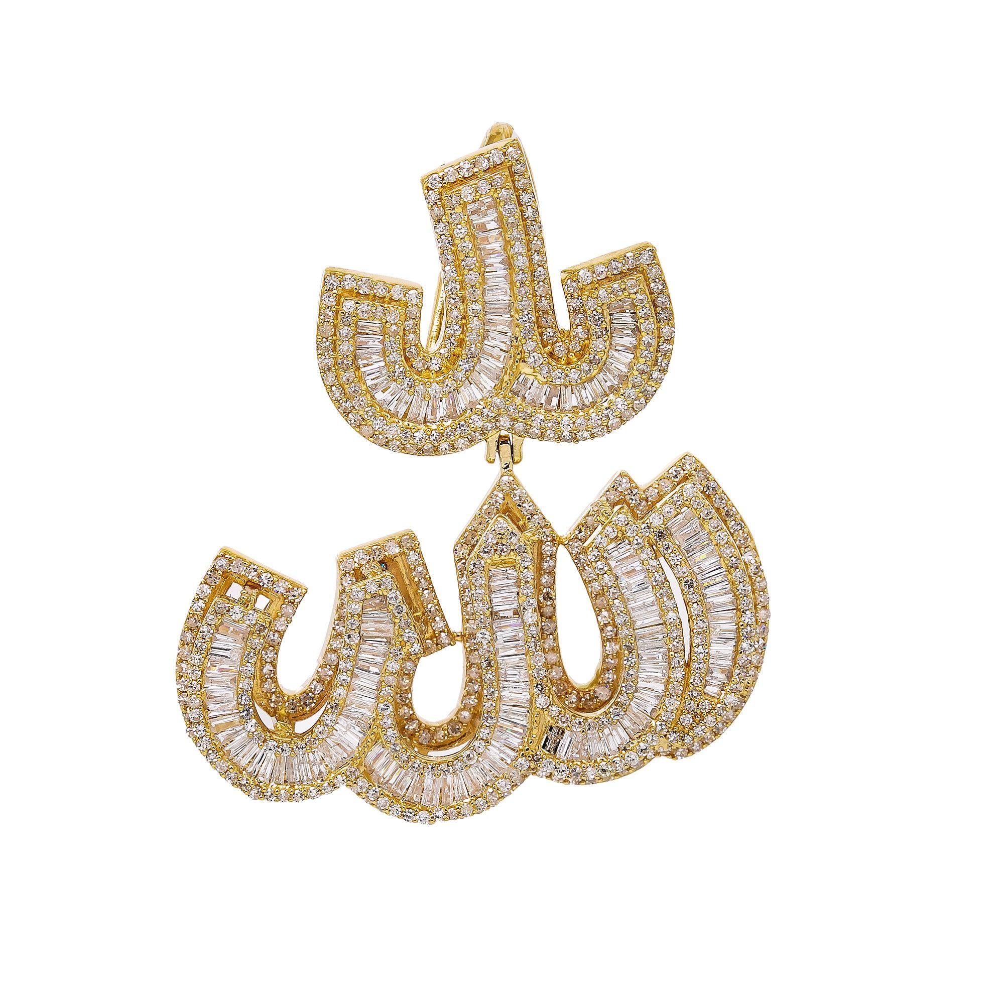 14K YELLOW GOLD ALLAH PENDANT WITH 2.99 CT DIAMONDS