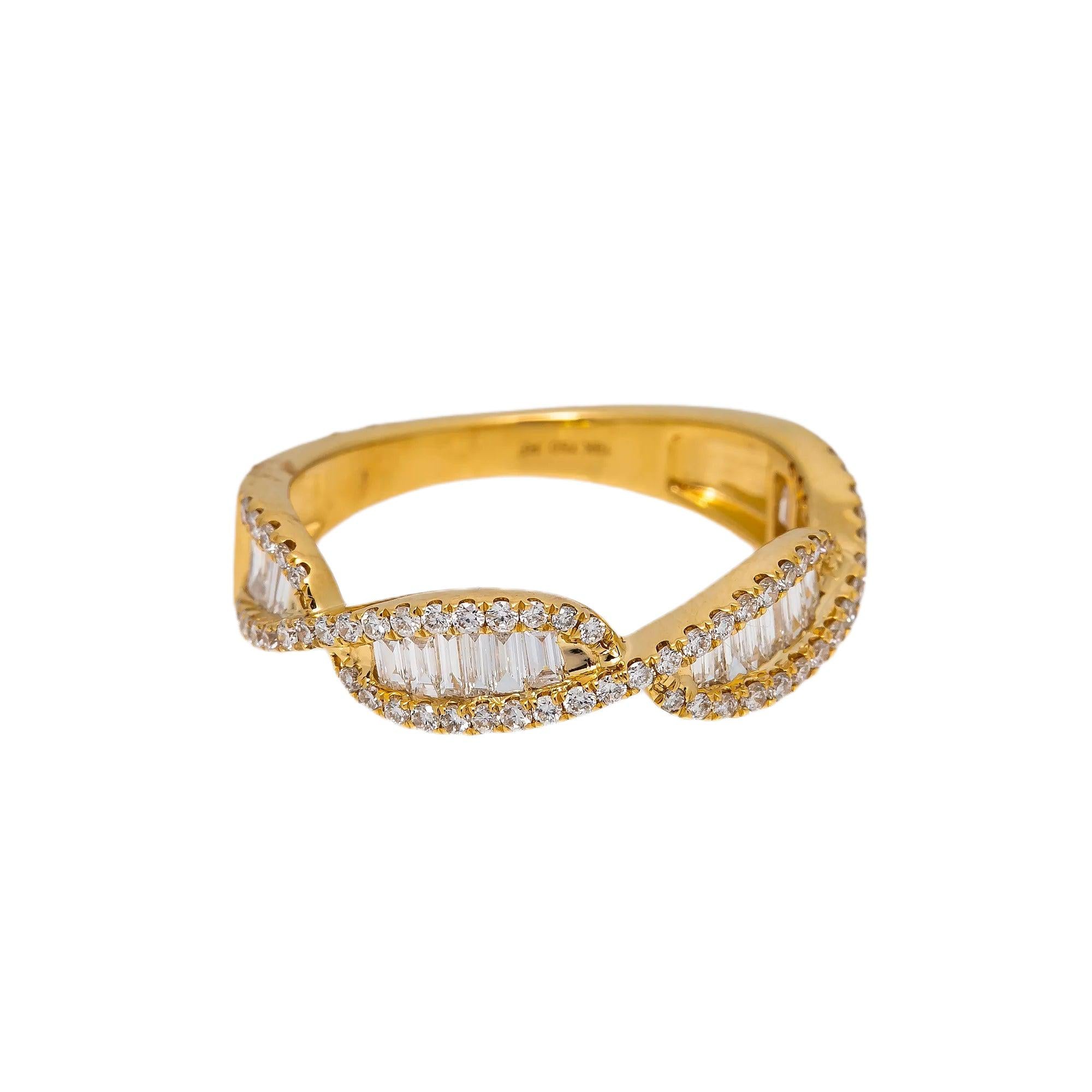 18K YELLOW GOLD LADIES RING WITH 2.70 CT BAGUETTE & ROUND DIAMONDS