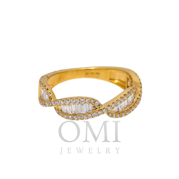 18K YELLOW GOLD LADIES RING WITH 2.70 CT BAGUETTE & ROUND DIAMONDS