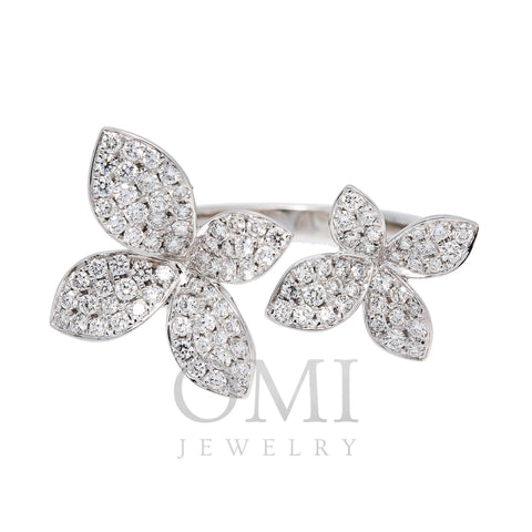 18K WHITE GOLD FLOWER LADIES RING WITH 1.5 CT DIAMONDS