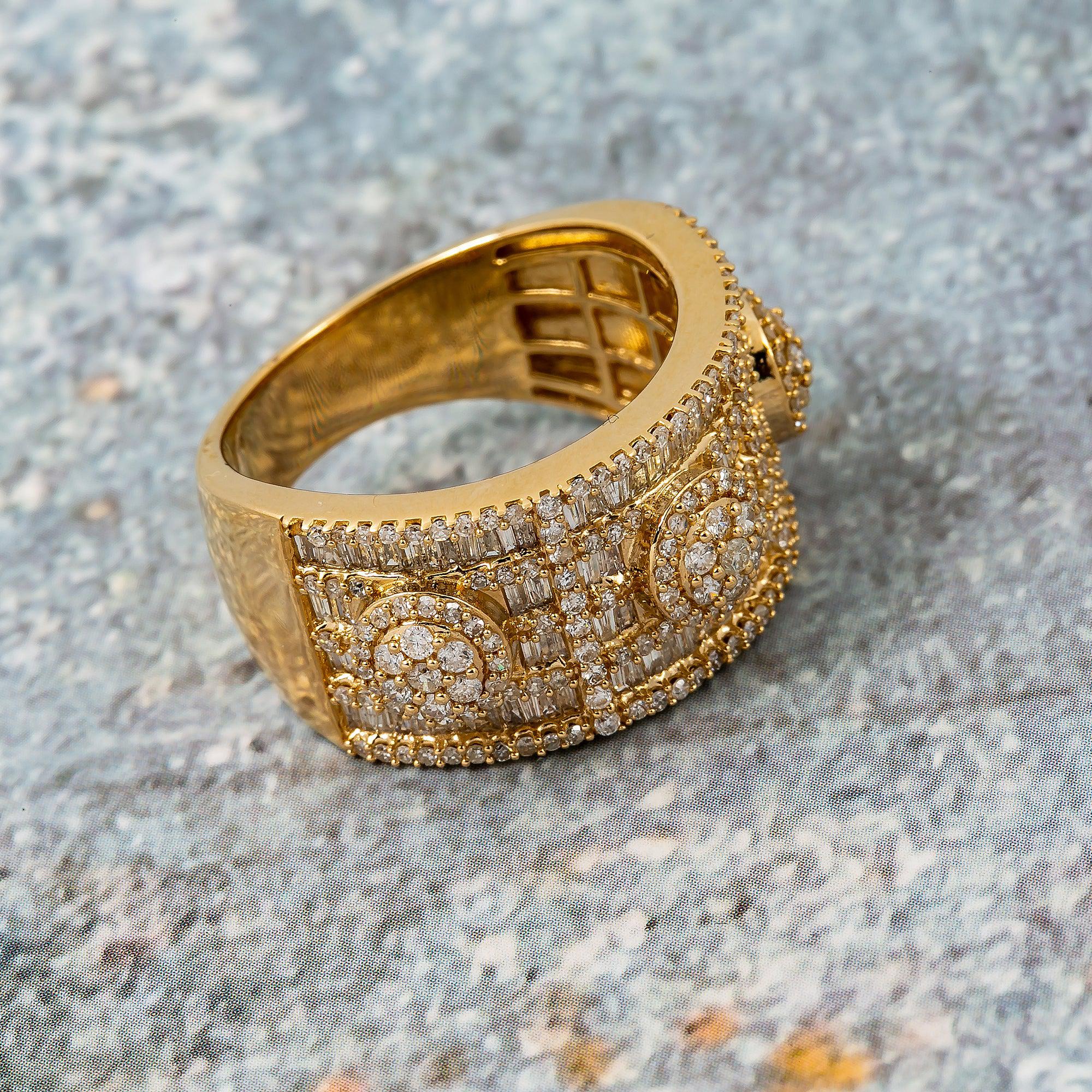 14K YELLOW GOLD MEN'S RING WITH 1.89 CT DIAMONDS