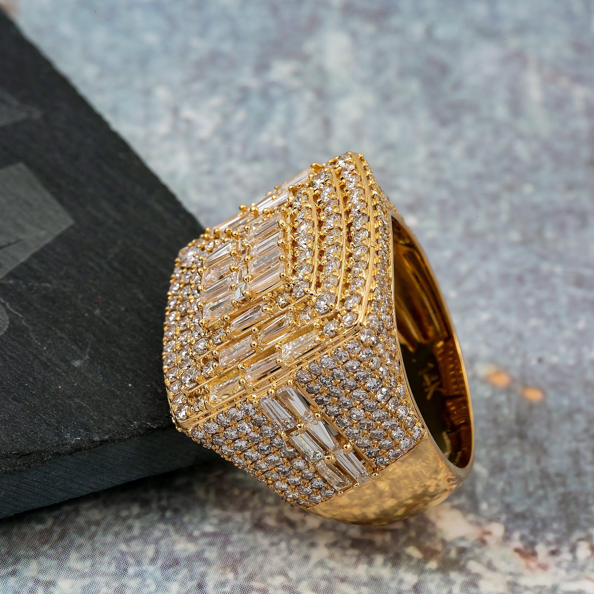 14K YELLOW GOLD MEN'S RING WITH 1.5 CT DIAMONDS