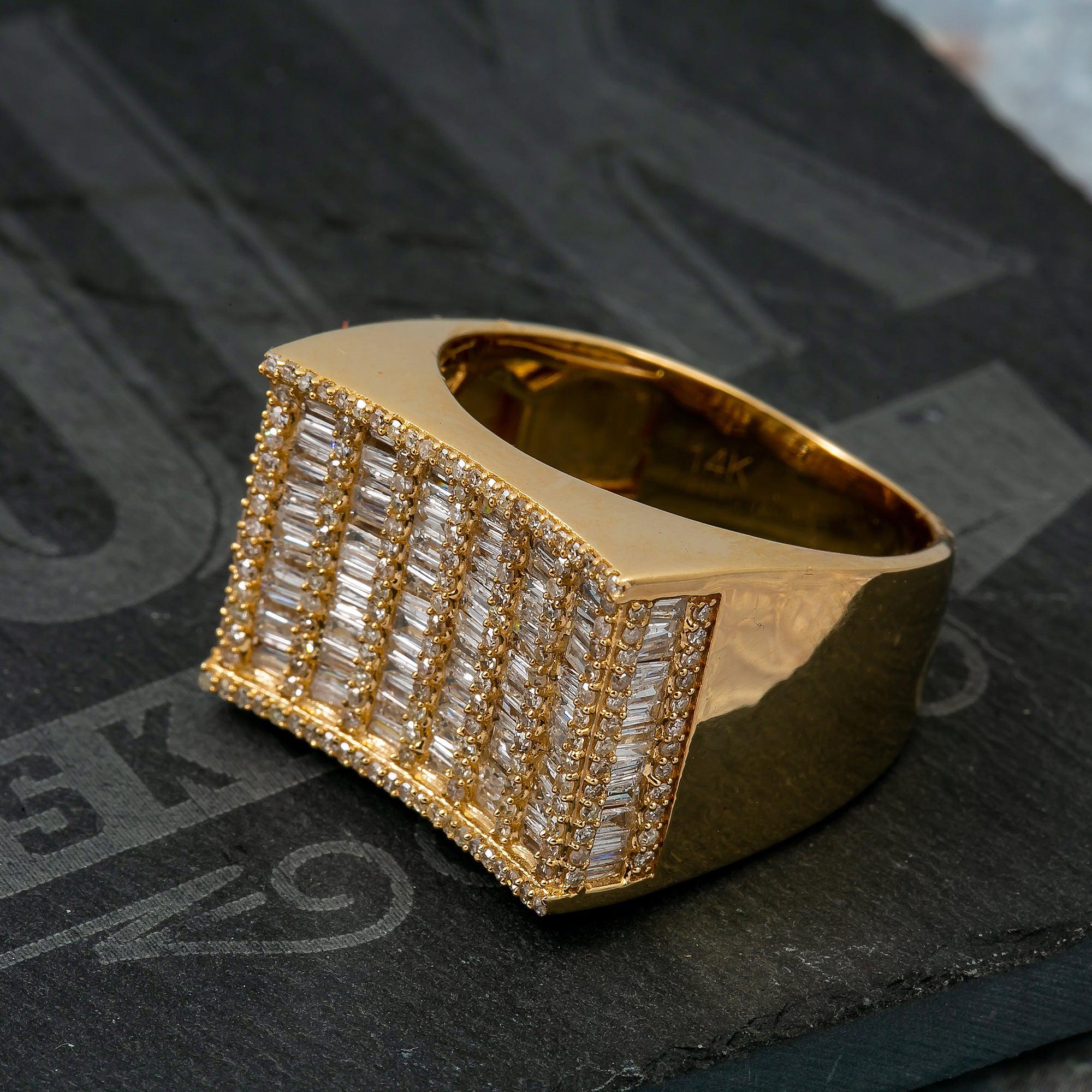 14K YELLOW GOLD MEN'S RING WITH 1.5 CT DIAMONDS