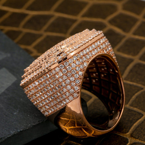 14K ROSE GOLD MEN'S RING WITH 5.72 CT DIAMONDS