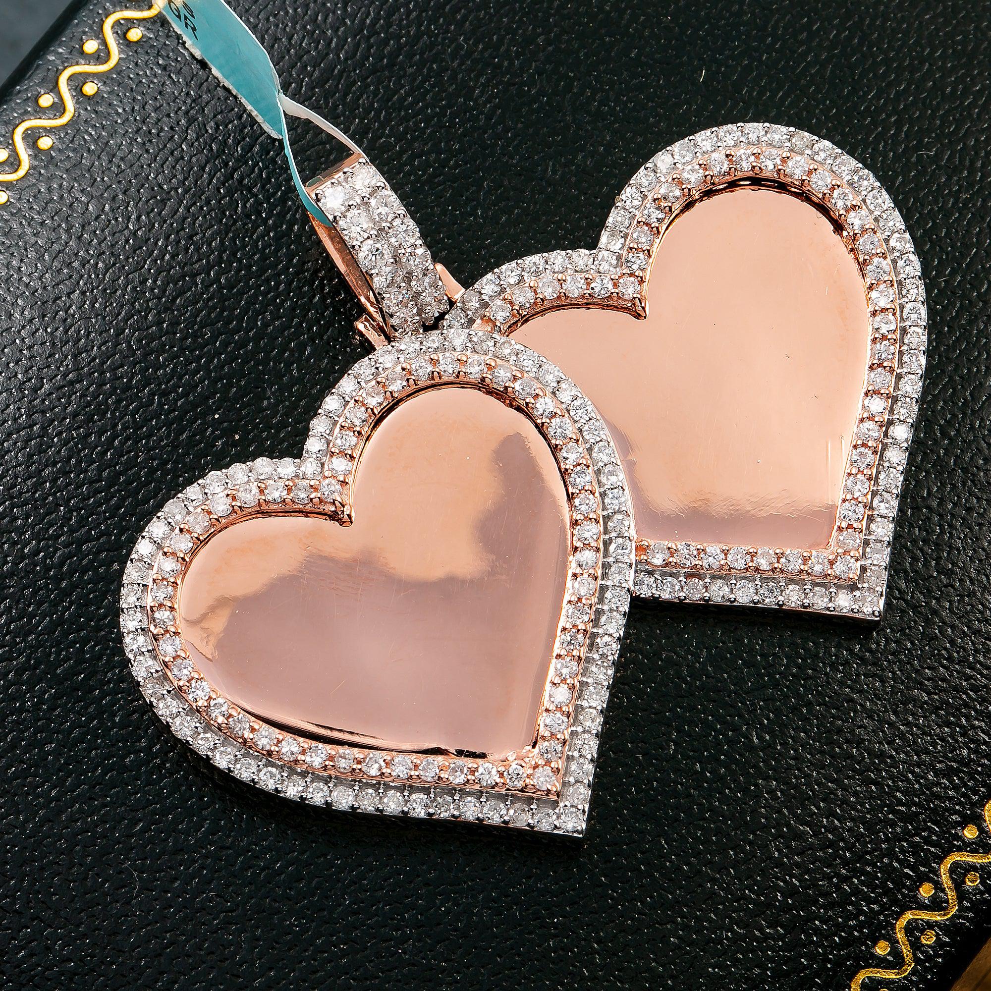 14K ROSE GOLD LADIES HEARTS PENDANT WITH 2.54 CT DIAMONDS