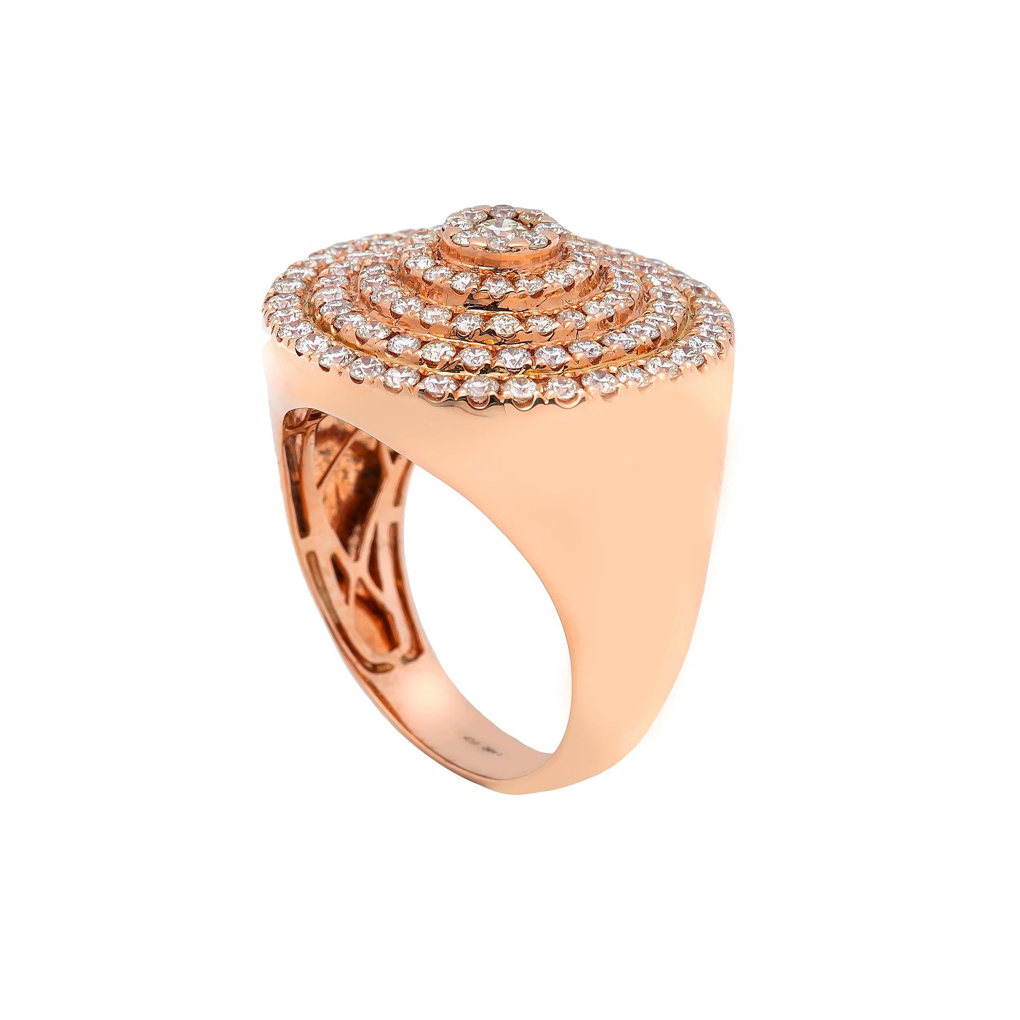 Unisex 14K Yellow/ Rose Gold Fancy Diamond Ring.