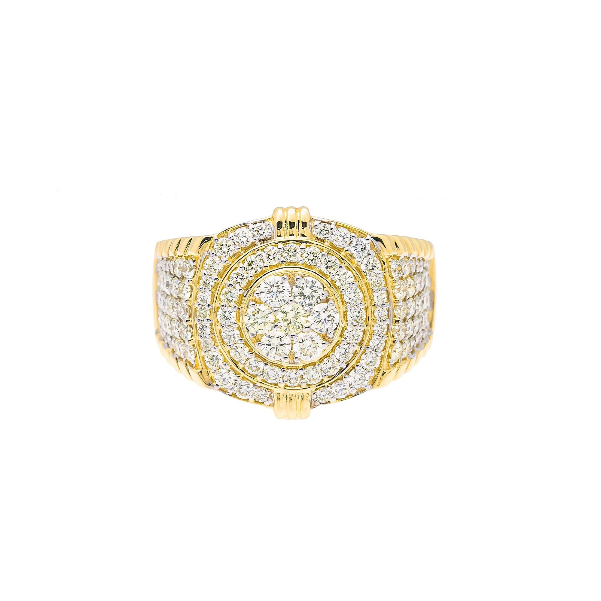 Unisex 14K Yellow/ Rose Gold Fancy Diamond Ring.
