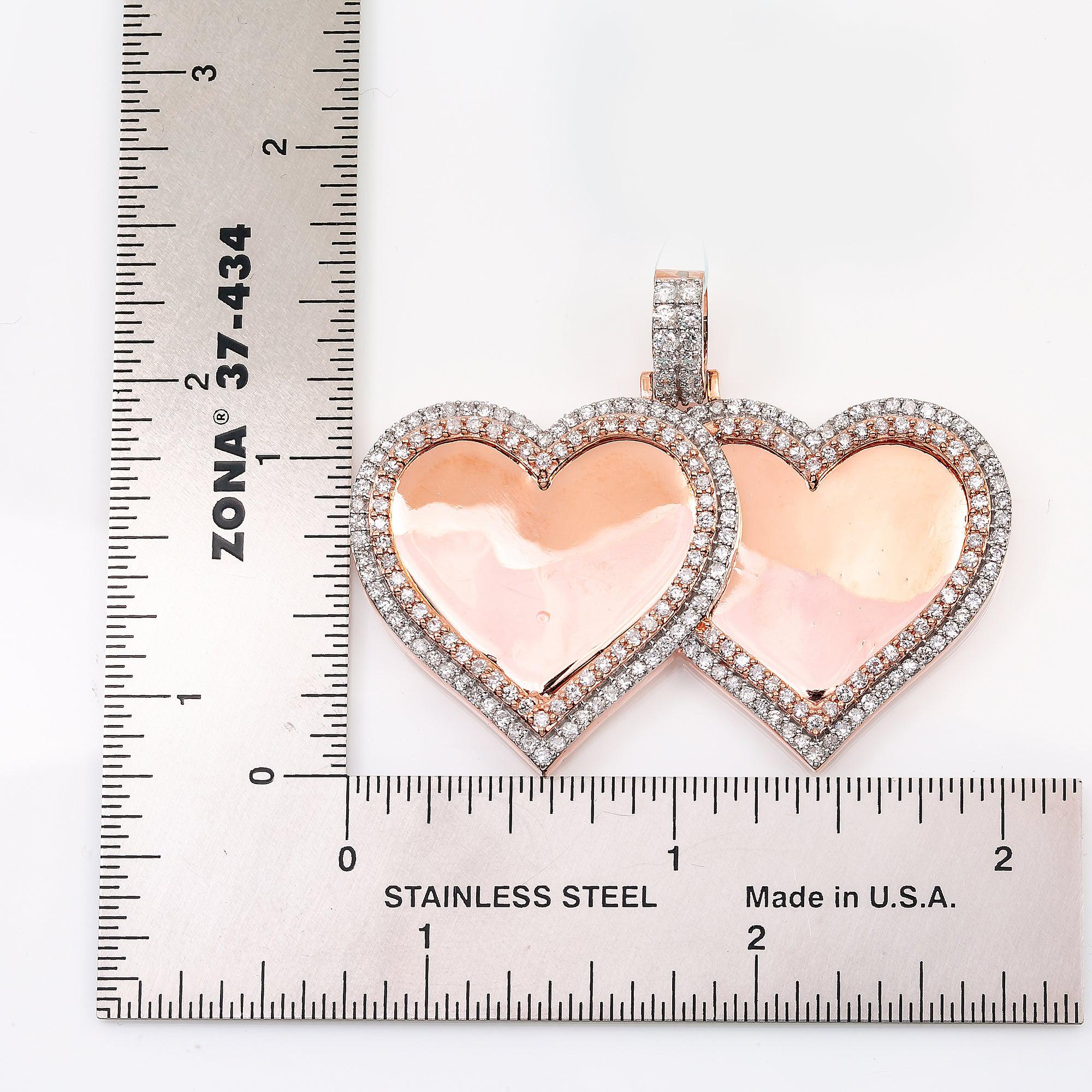14K ROSE GOLD LADIES HEARTS PENDANT WITH 2.54 CT DIAMONDS