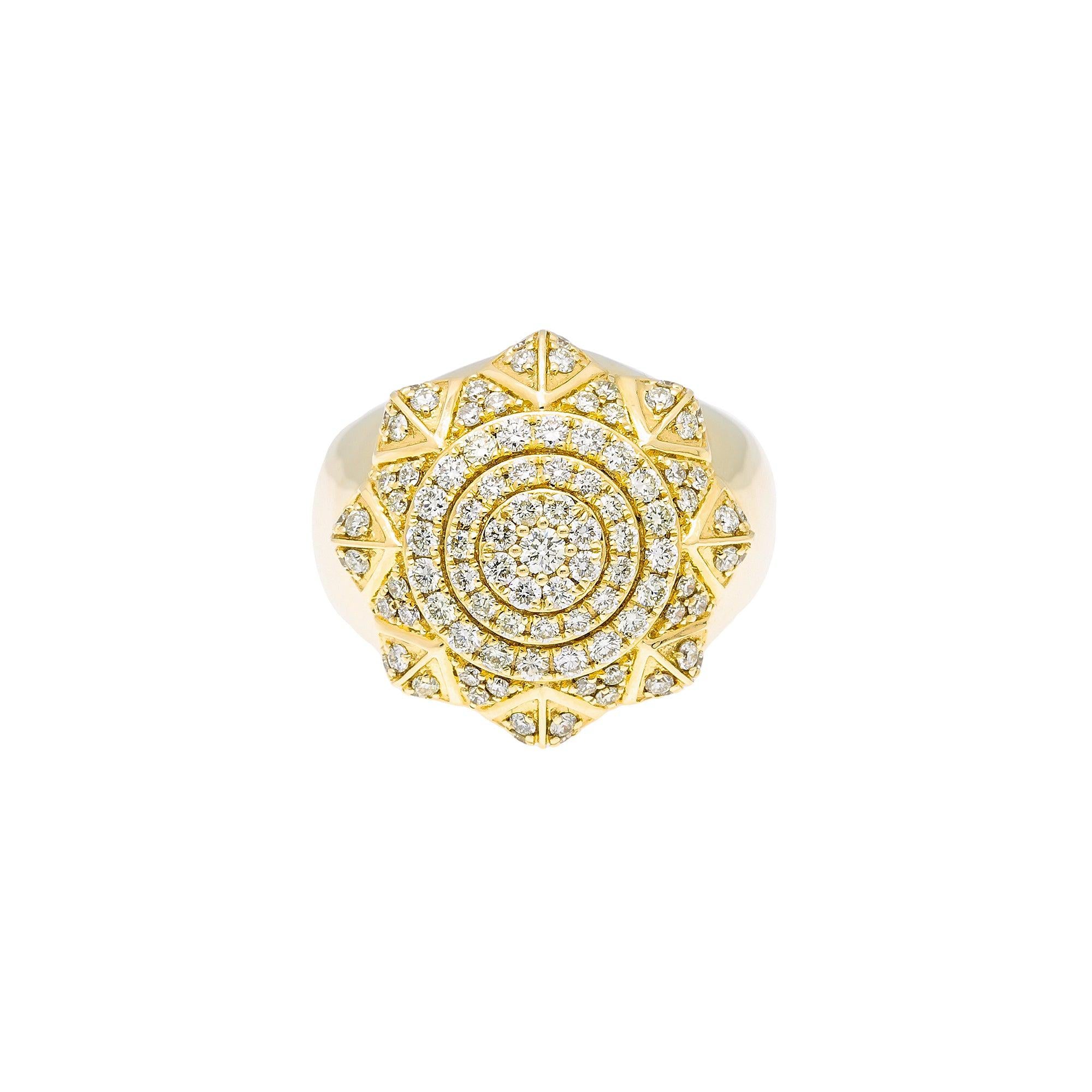 Unisex 14K Yellow/ Rose Gold Fancy Diamond Ring