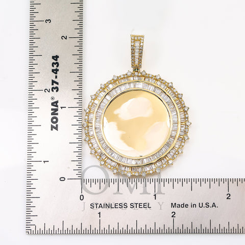 14K YELLOW GOLD BAGUETTE AND ROUND DIAMOND PICTURE PENDANT 2.65 CT