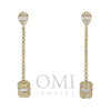 14K GOLD BAGUETTE AND ROUND DIAMOND DROP EARRINGS 2.16 CT
