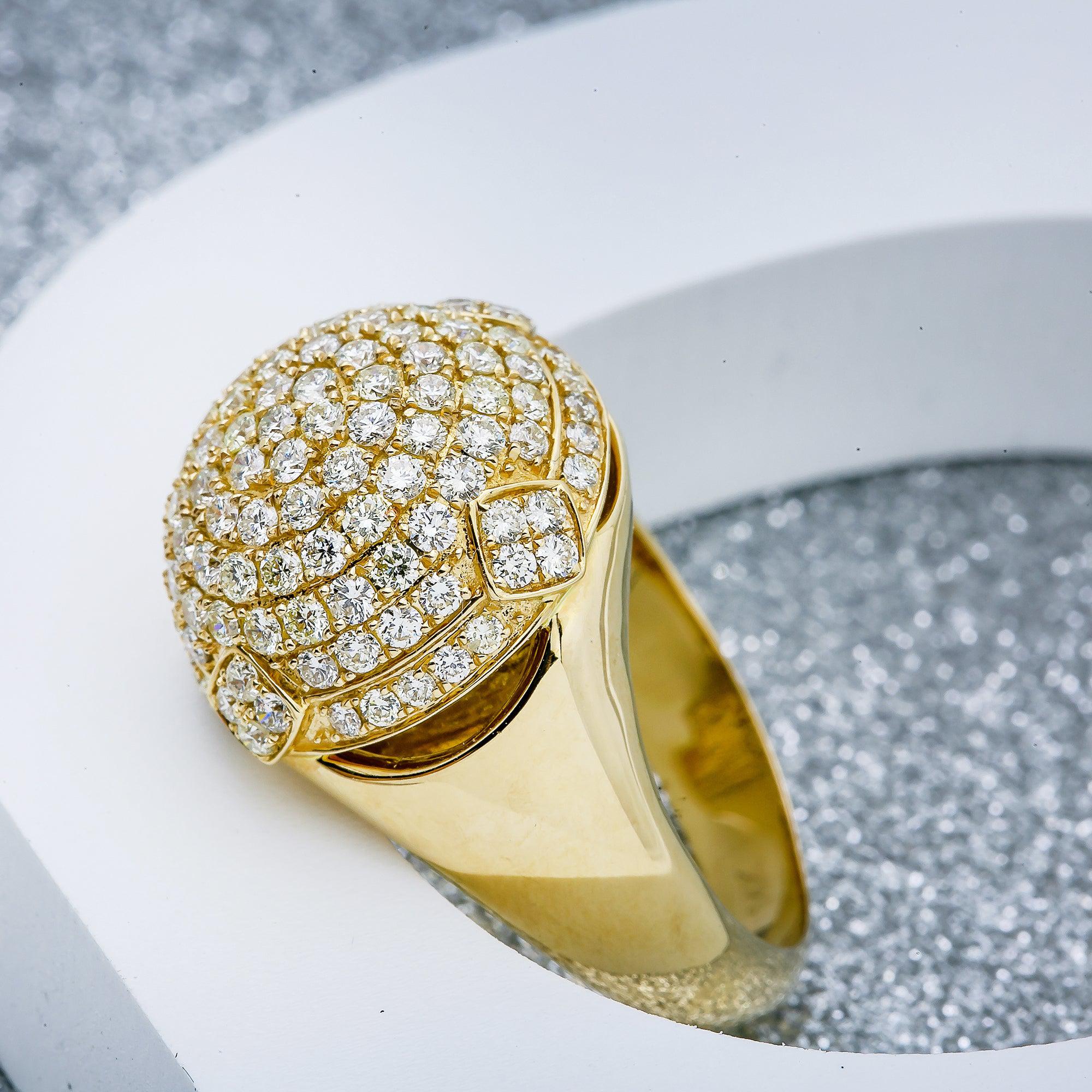 Unisex 14K Yellow/ Rose Gold Fancy Diamond Ring