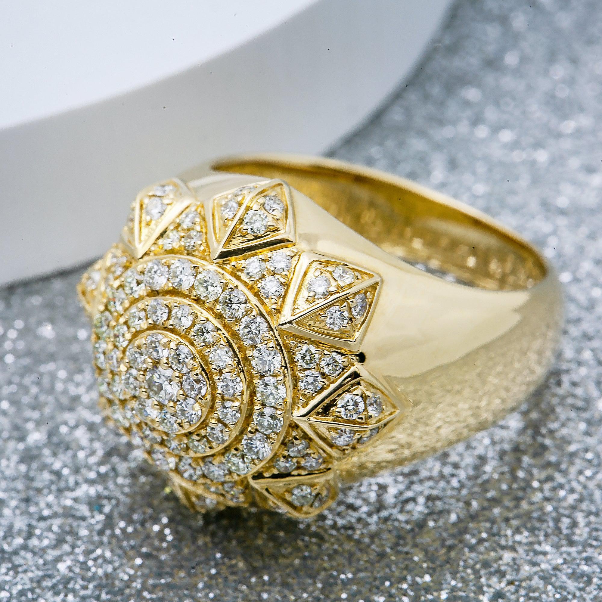 Unisex 14K Yellow/ Rose Gold Fancy Diamond Ring