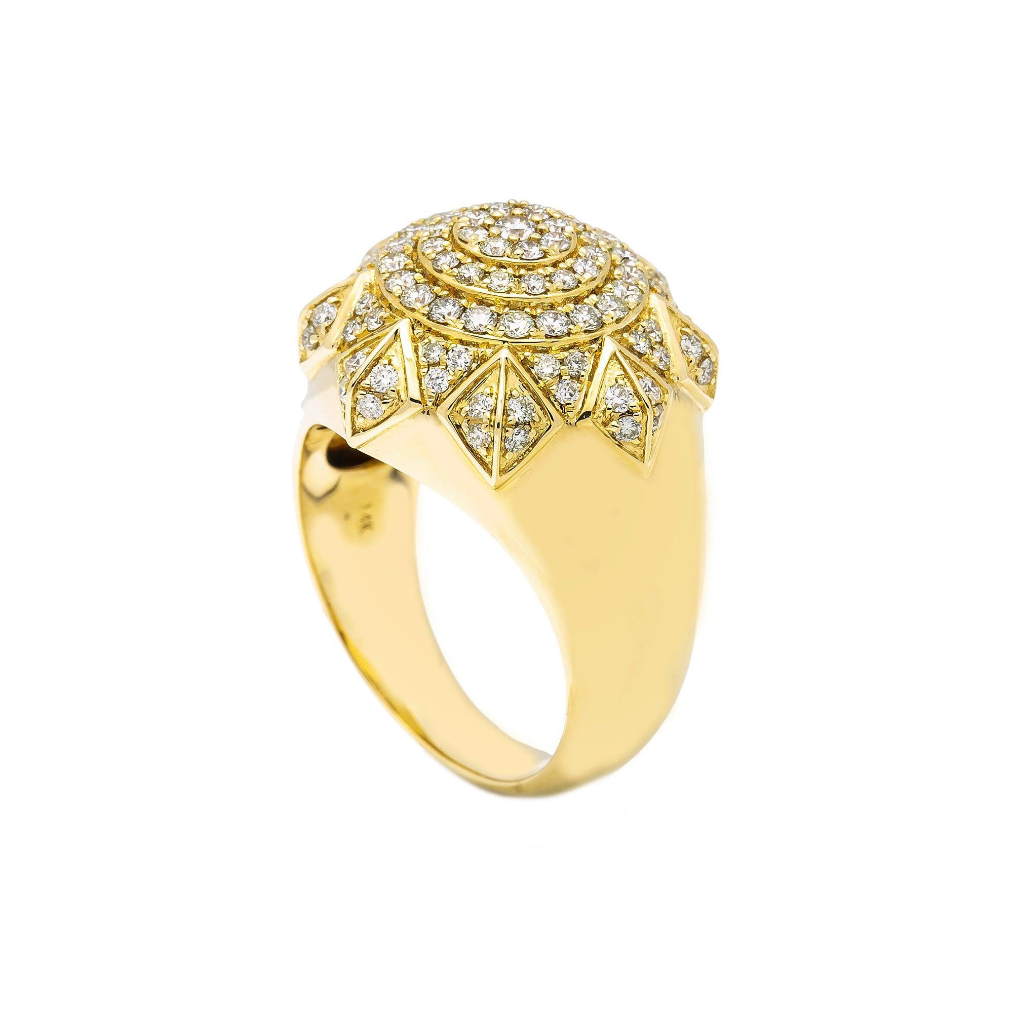 Unisex 14K Yellow/ Rose Gold Fancy Diamond Ring