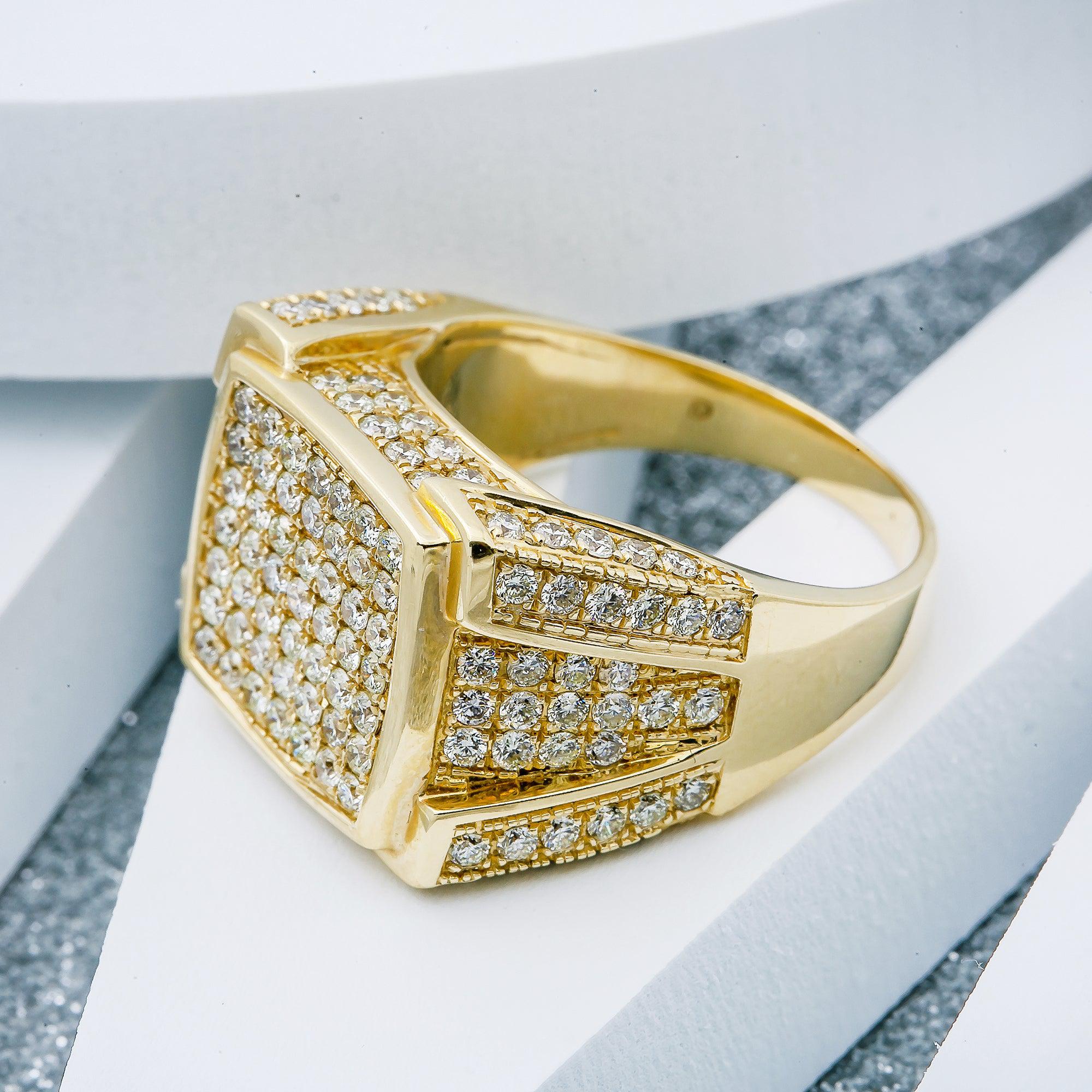 Unisex 14K Yellow/ Rose Gold Fancy Diamond Ring