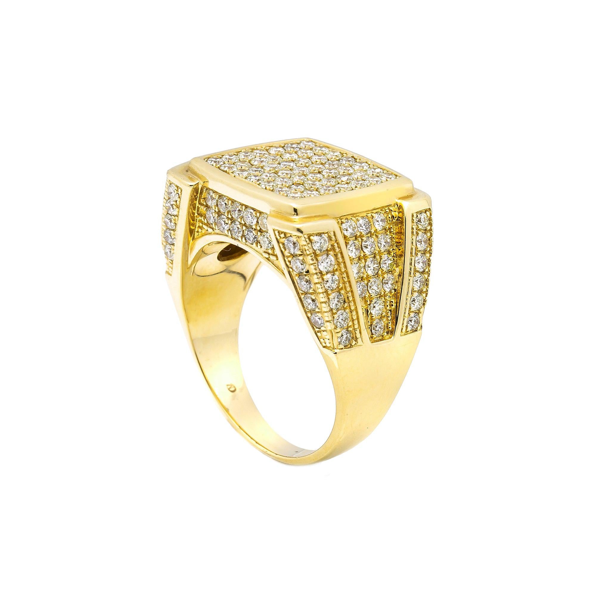 Unisex 14K Yellow/ Rose Gold Fancy Diamond Ring