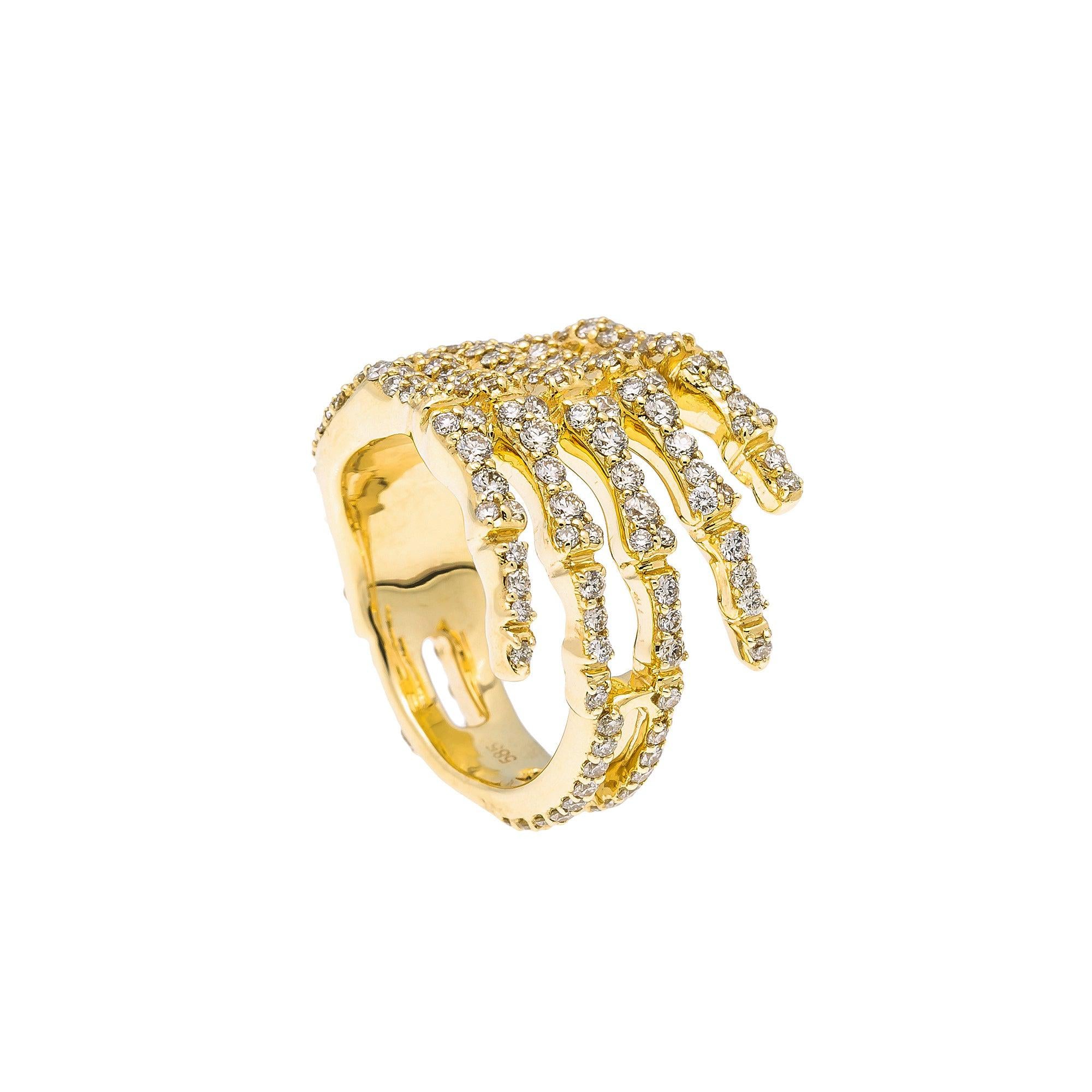 Unisex 14K Yellow/ Rose Gold Fancy Diamond Ring