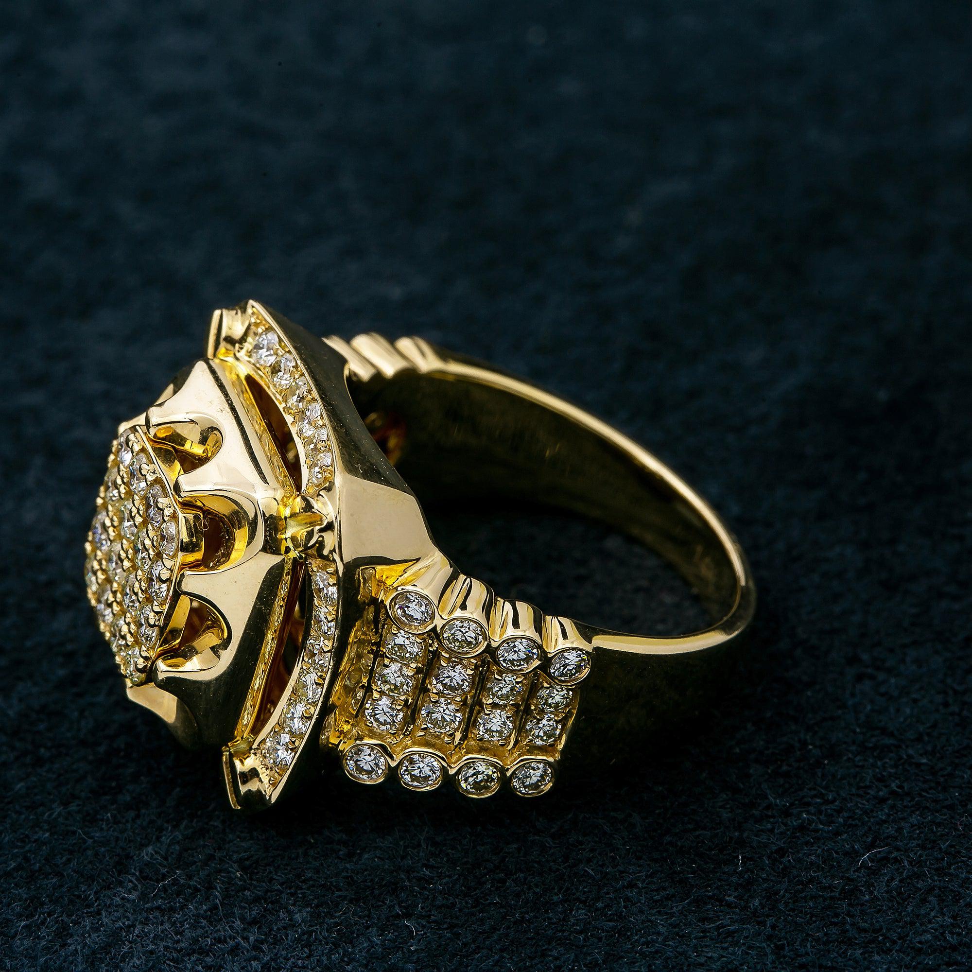 Unisex 14K Yellow/ Rose Gold Fancy Diamond Ring