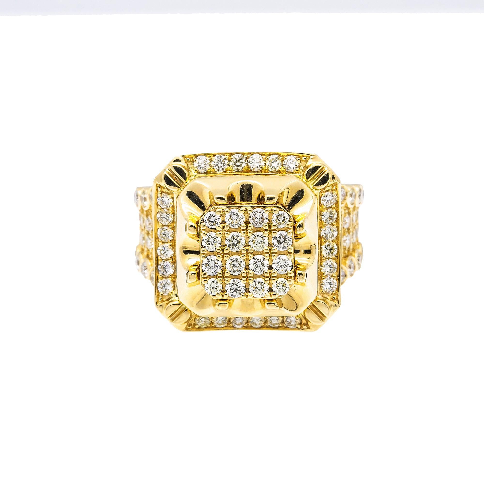 Unisex 14K Yellow/ Rose Gold Fancy Diamond Ring