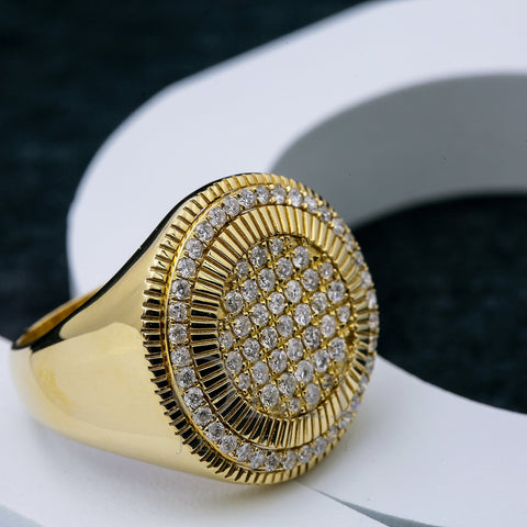 Men's 14K Yellow Gold With 1.37Ct Diamonds Statement Fancy Ring