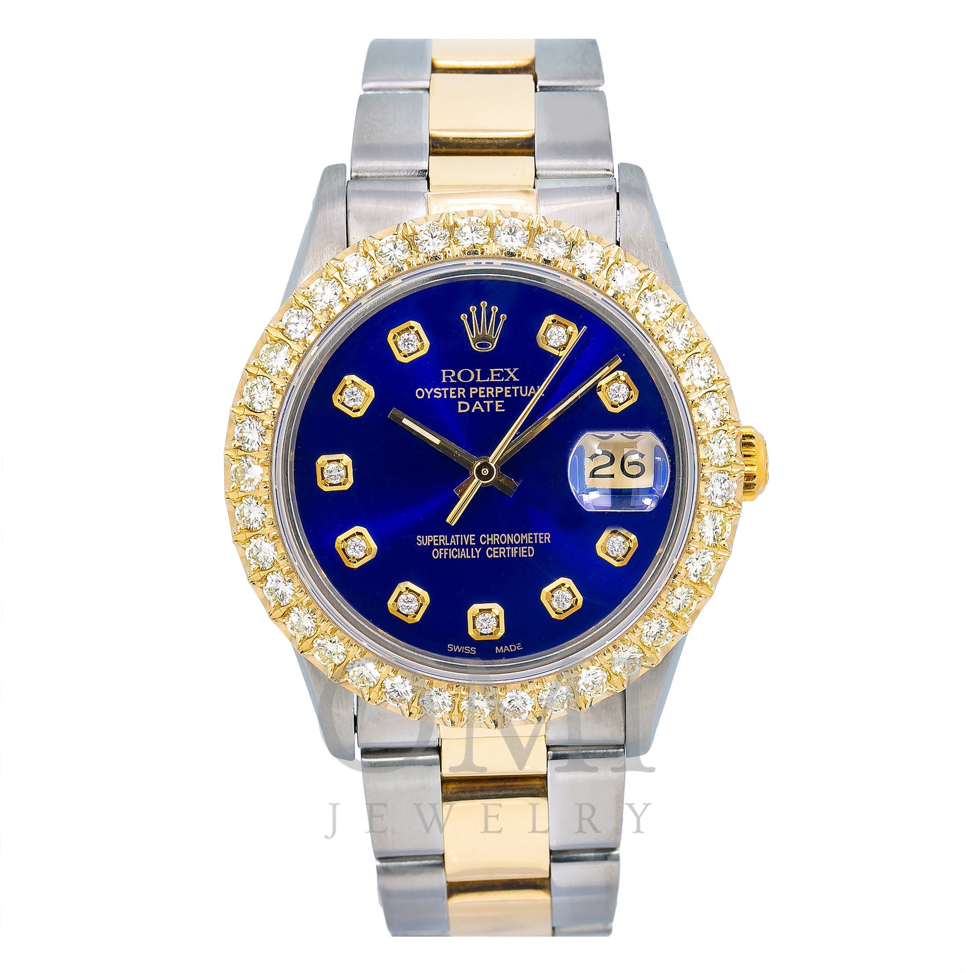 Rolex Perpetual Date 1500 34MM Blue Diamond Dial With Two Tone - OMI