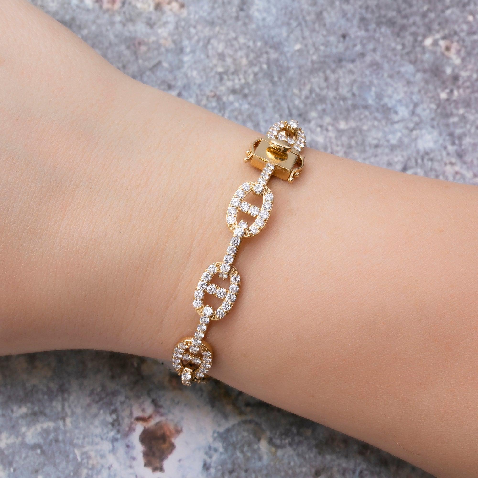 18K YELLOW GOLD LADIES BRACELET WITH 5.00 CT DIAMONDS