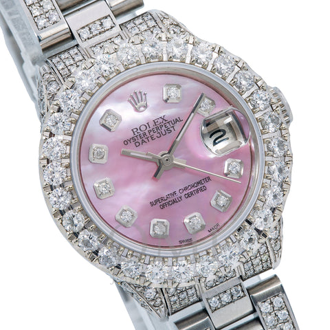 Rolex Oyster Perpetual Lady-Date 6916 26MM Pink Diamond Dial With 6.95 CT Diamonds