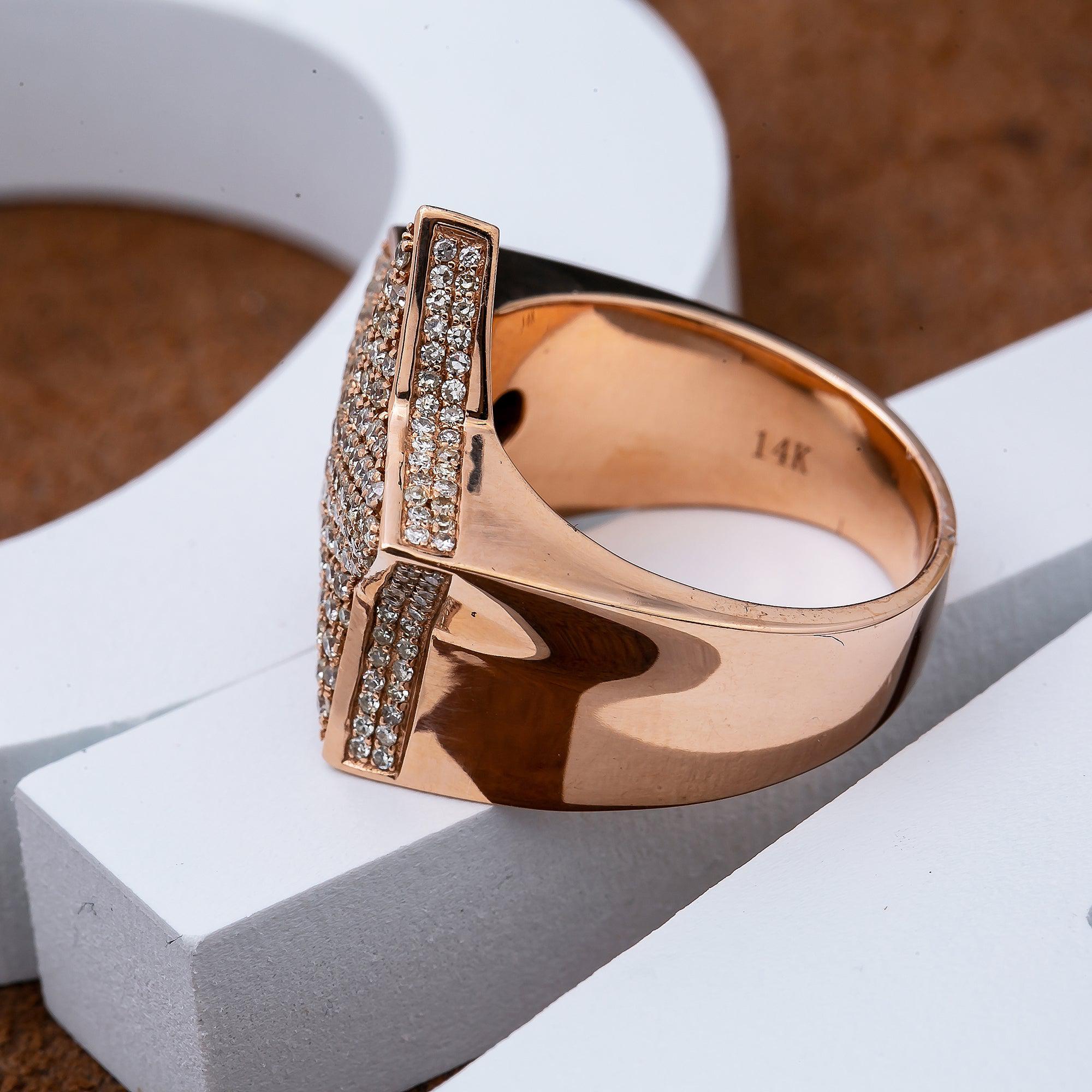 Men's 14K Rose Gold 2.03 CT Diamonds Star Fancy Ring