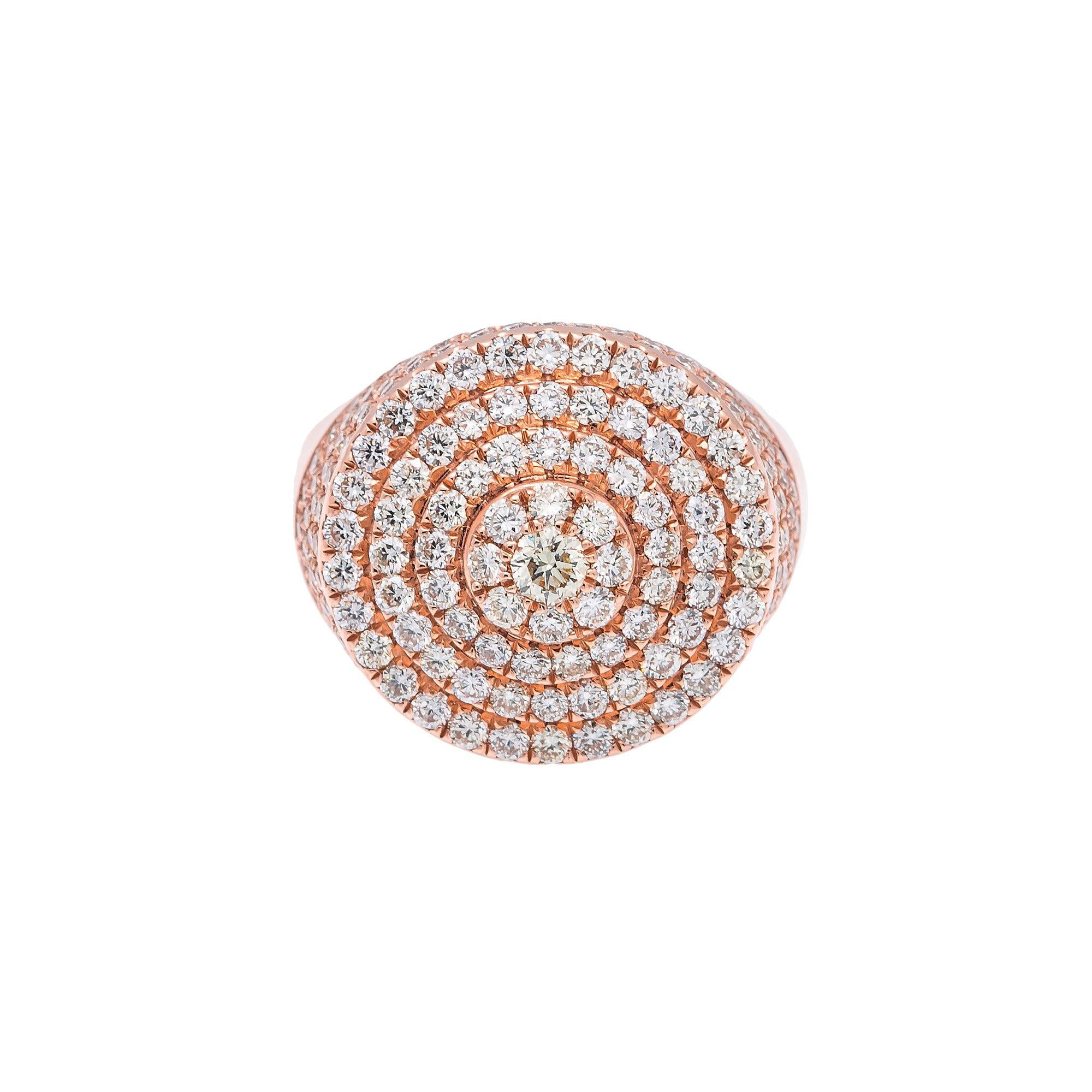 Men's 14K Rose Gold 4.32 CT Diamonds Fancy Statement Ring