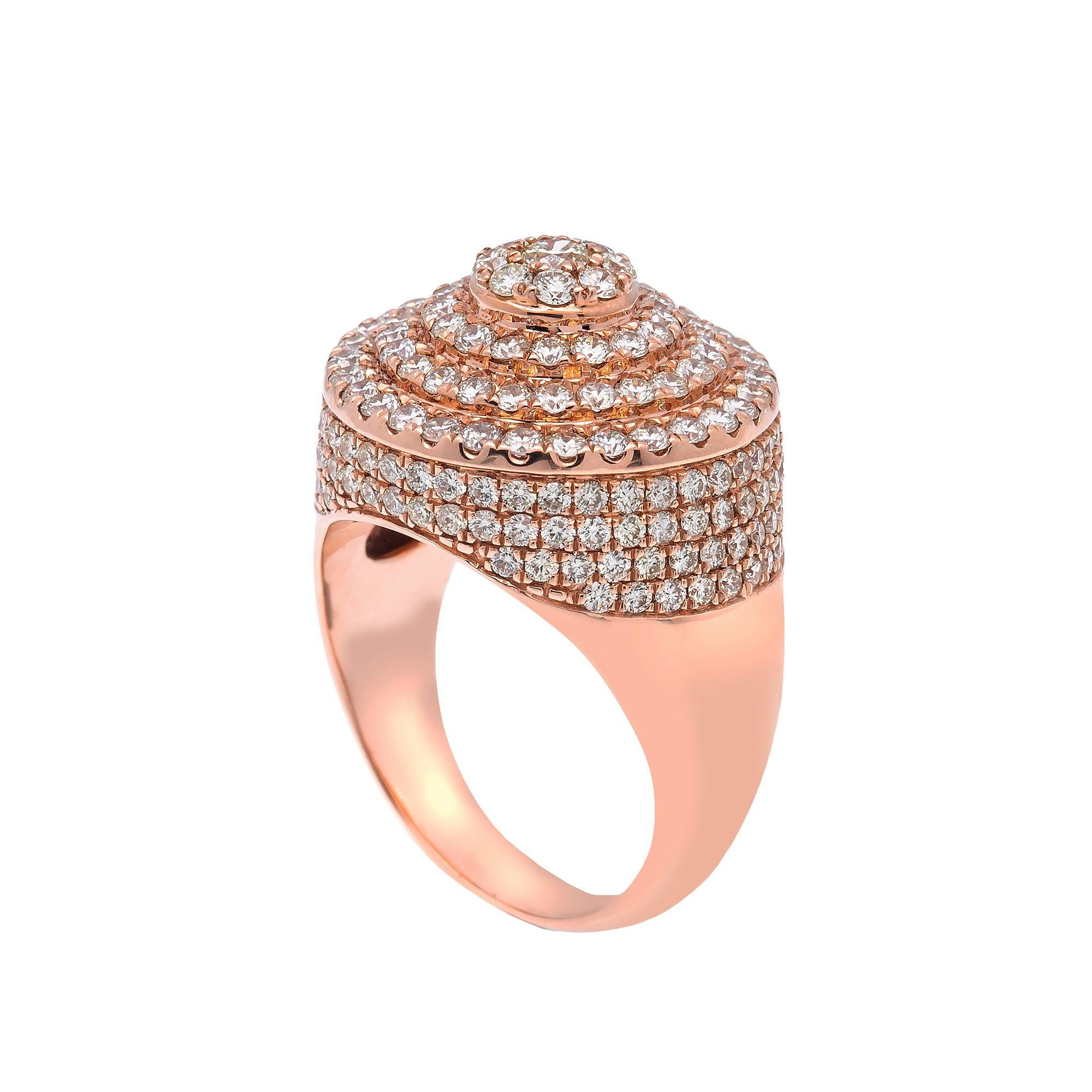 Men's 14K Rose Gold 4.32 CT Diamonds Fancy Statement Ring