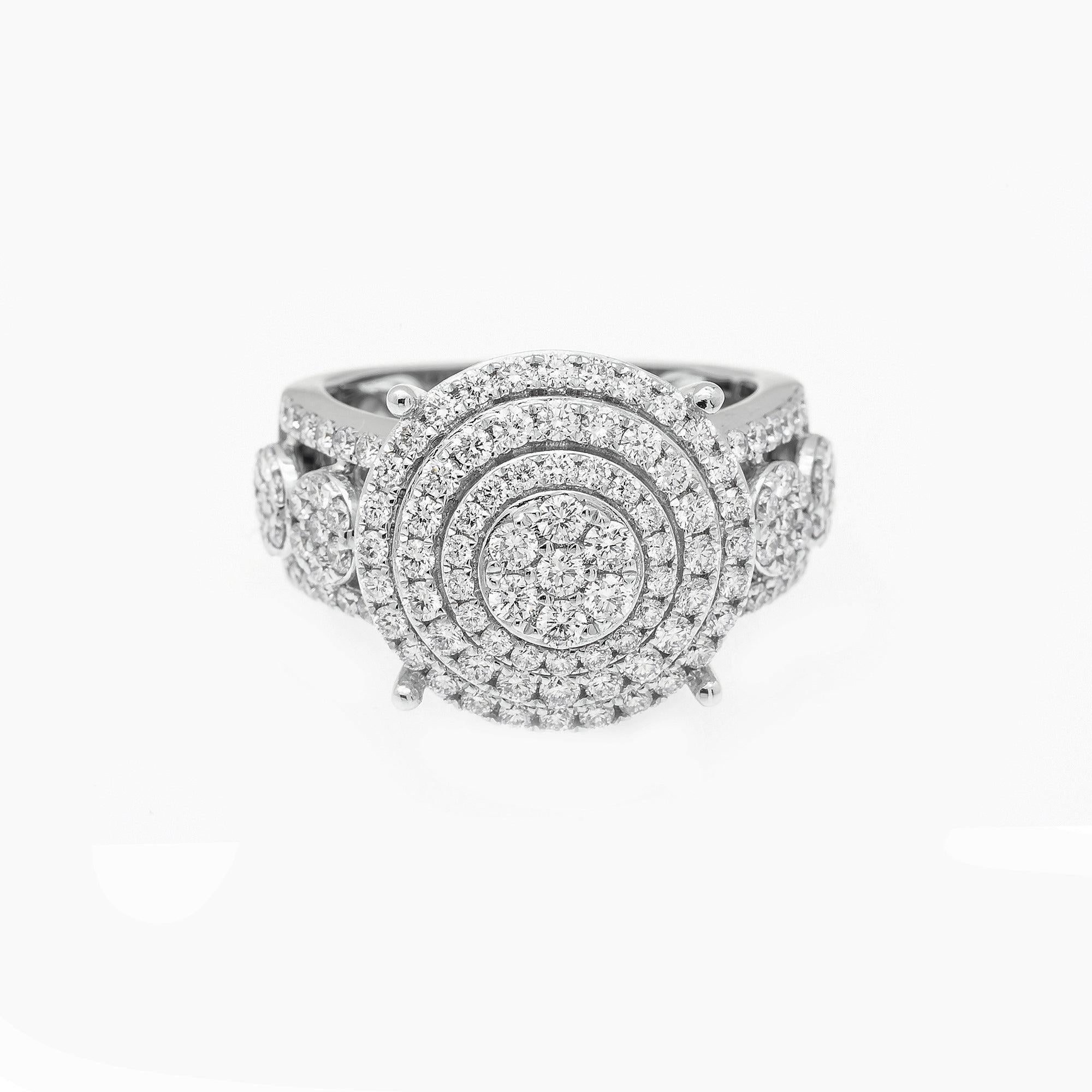 Men's 14K White Gold 3 CT Diamonds Fancy Statement  Ring