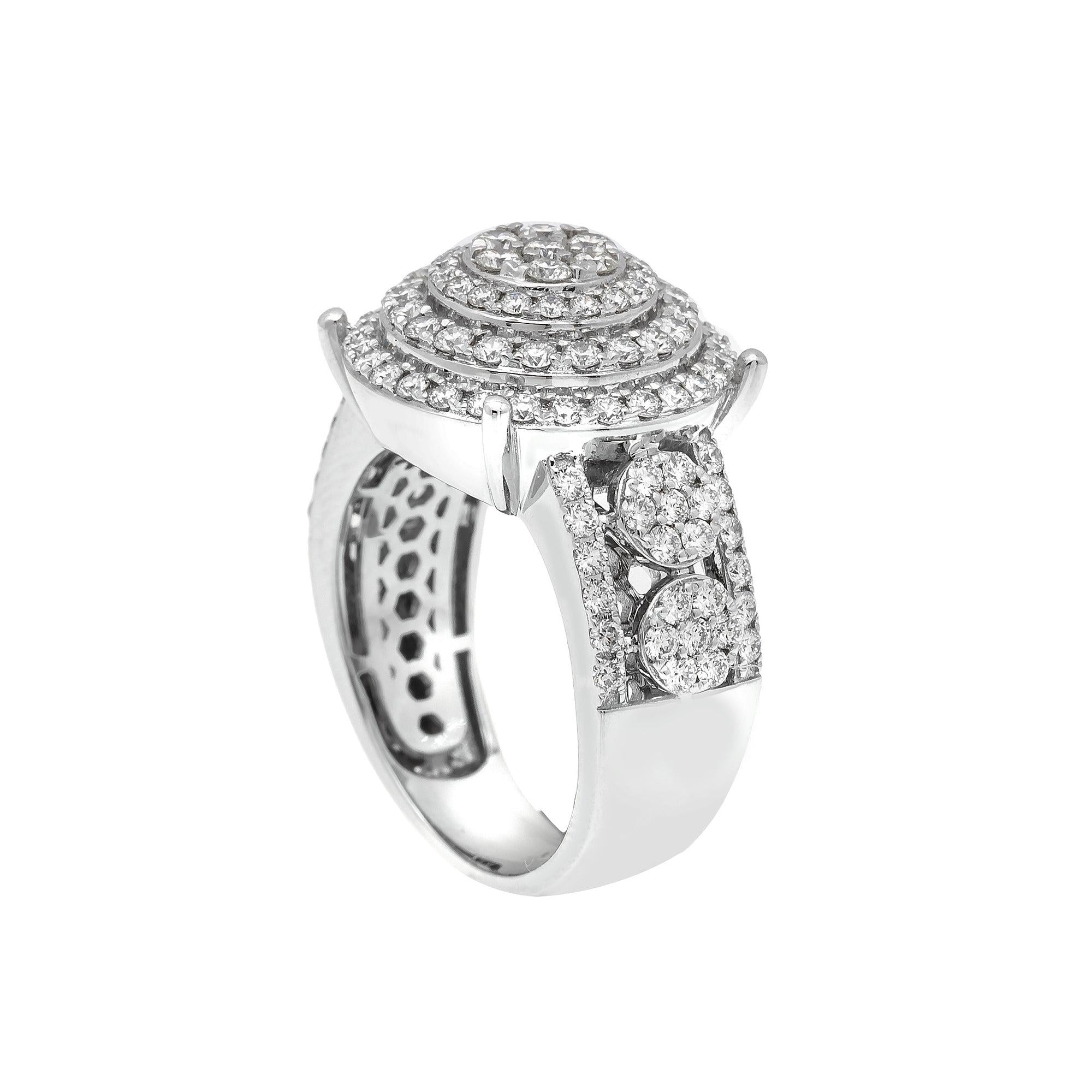 Men's 14K White Gold 3 CT Diamonds Fancy Statement  Ring